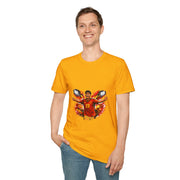 Spain Soccer Fan Portrait T‑Shirt – Fiery Goal Celebration Design