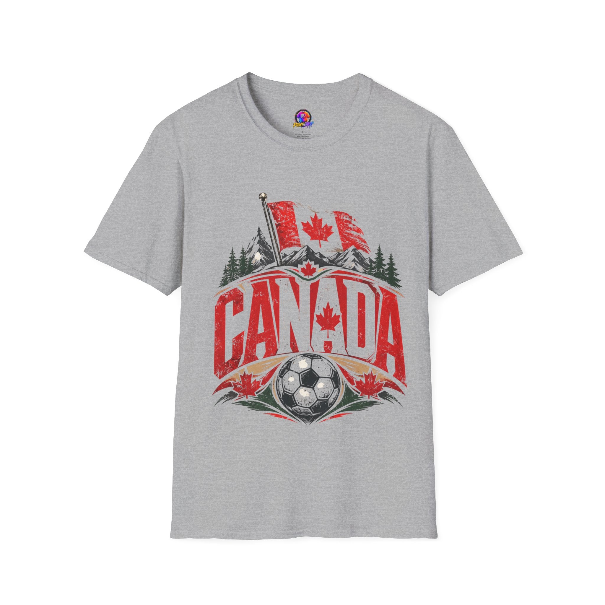 Canada Soccer T‑Shirt — Canadian Flag & Maple Leaf Crest
