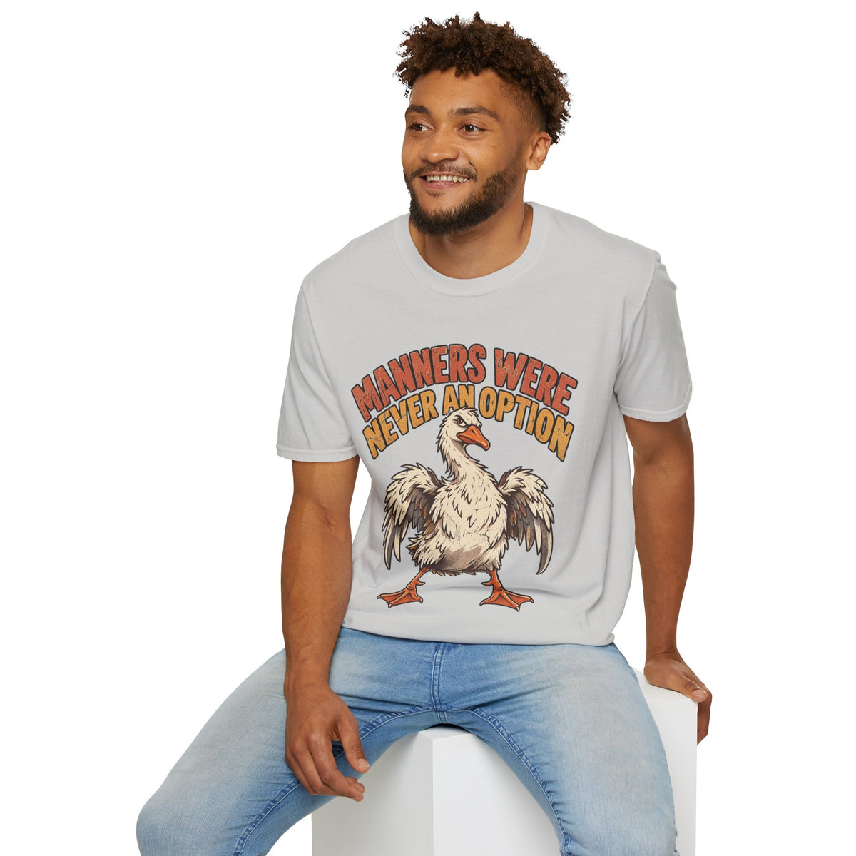 Funny And Witty “Manners Were Never An Option” Goose Graphic T-Shirt