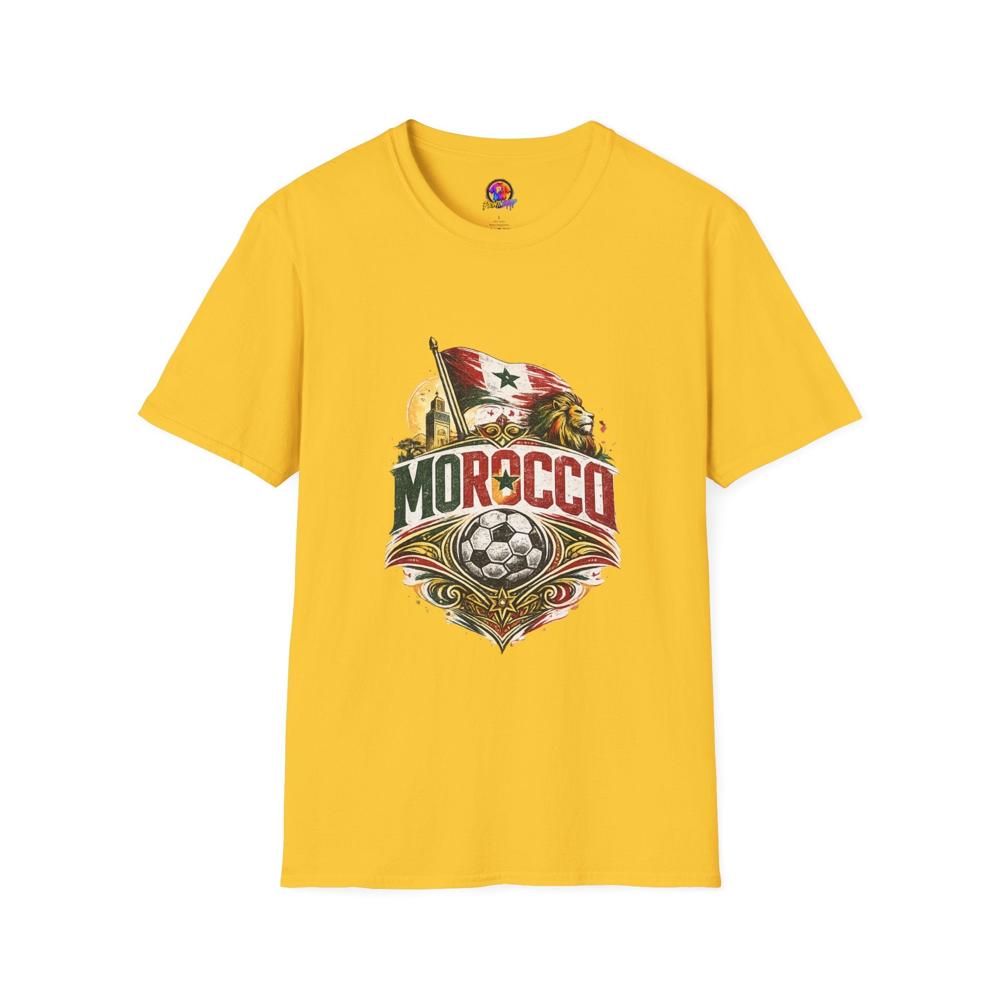 Morocco Soccer T-Shirt — Vintage Flag & Lion Football Tee