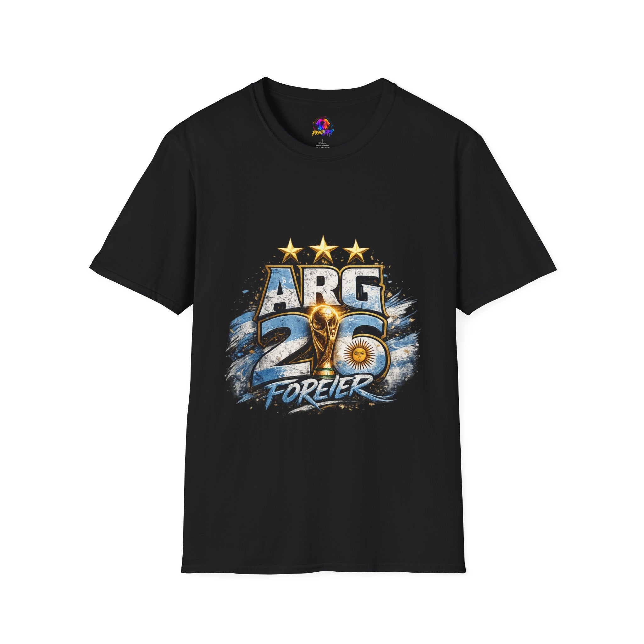 Argentina 26 Forever T‑Shirt — ARG Soccer World Cup 3‑Star Fan Tee