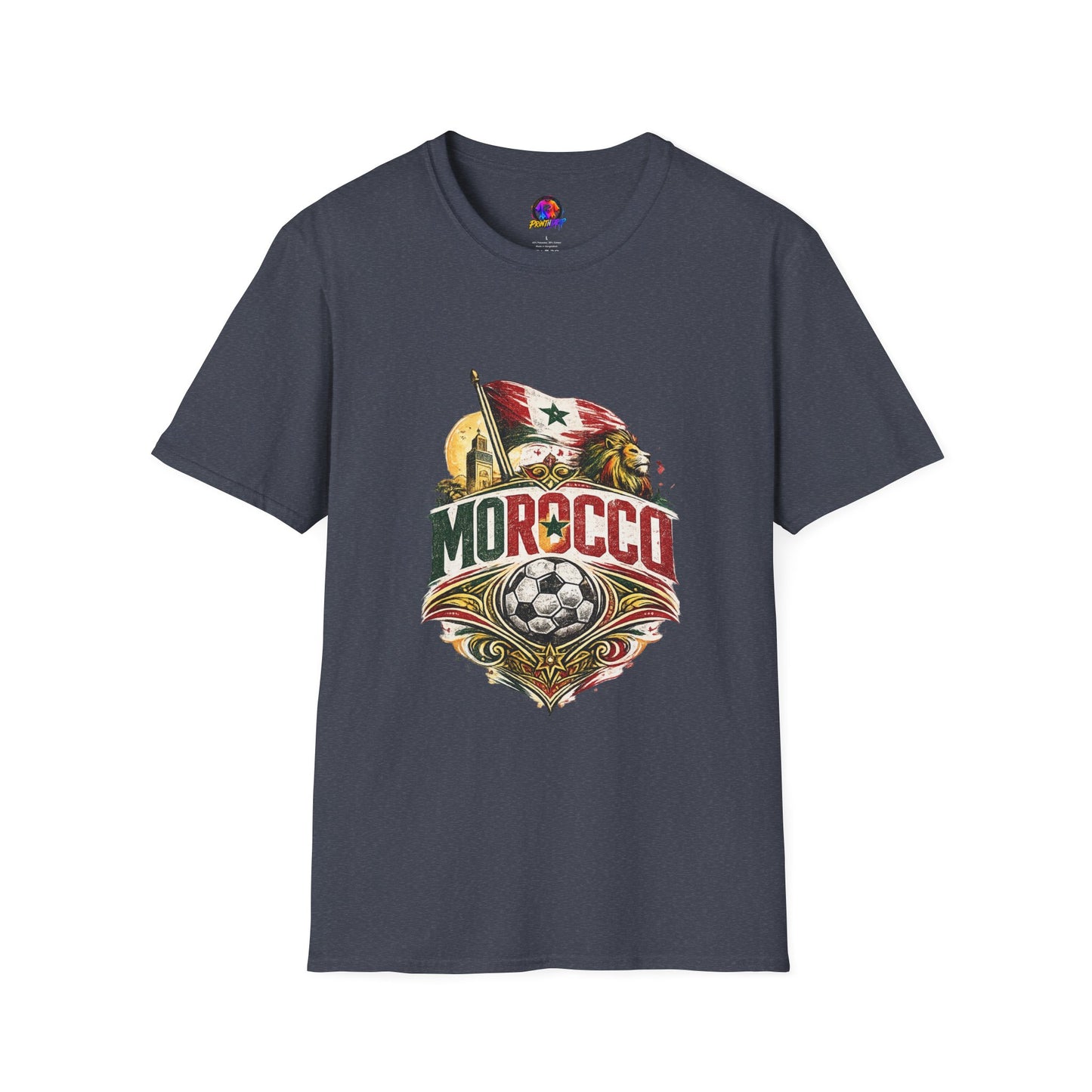 Morocco Soccer T-Shirt — Vintage Flag & Lion Football Tee