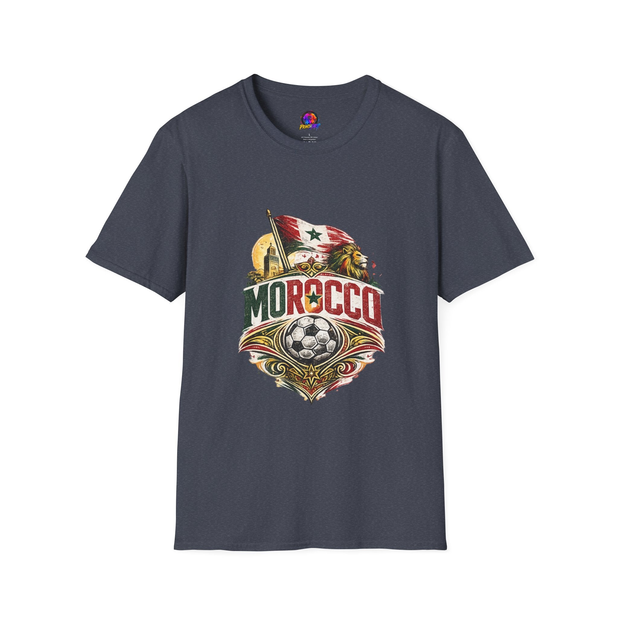 Morocco Soccer T-Shirt — Vintage Flag & Lion Football Tee