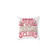 Pink Christmas Club Throw Pillow — Festive Pink Holiday Decorative Cushion