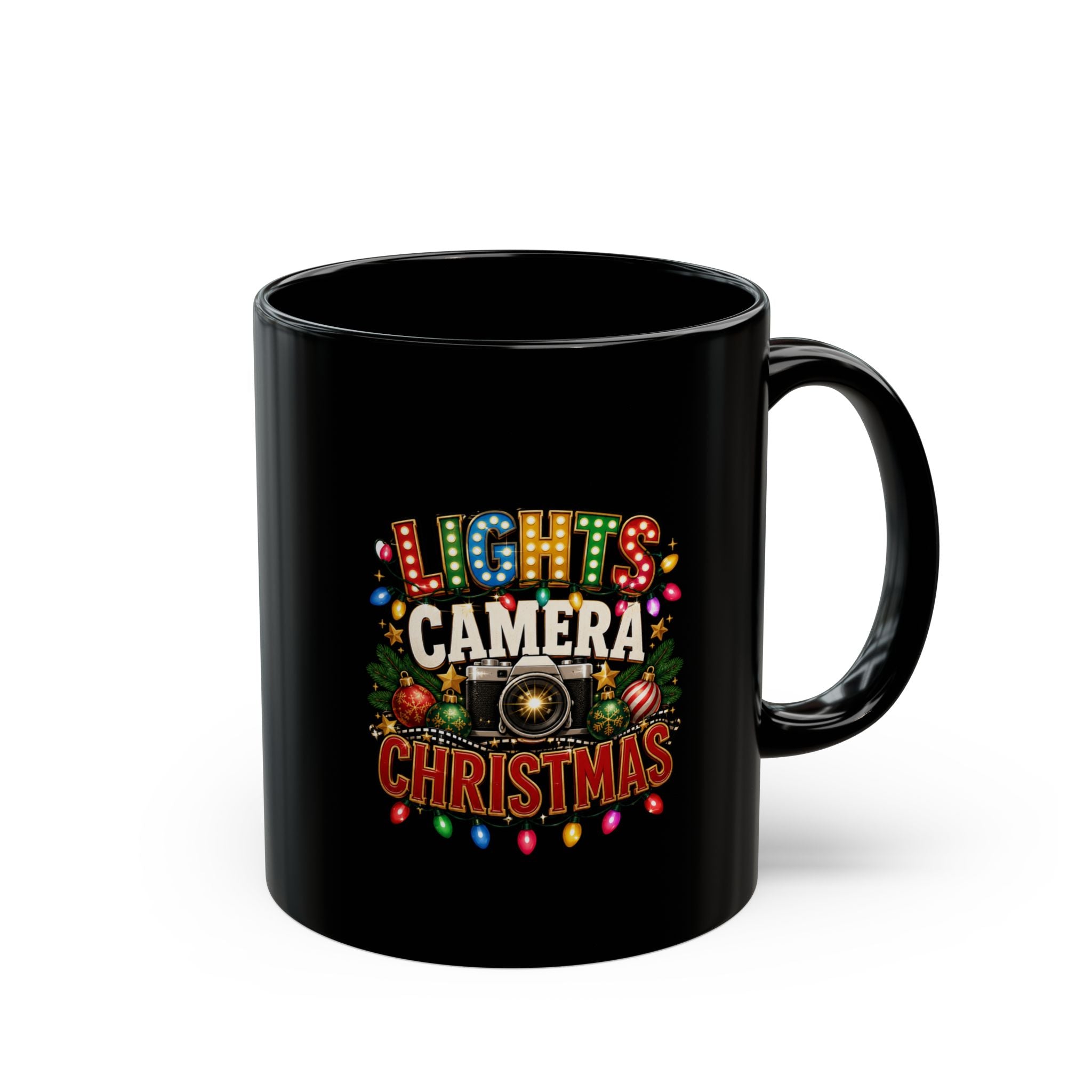 Christmas Lights Camera Mug — Retro Holiday Movie Coffee Cup