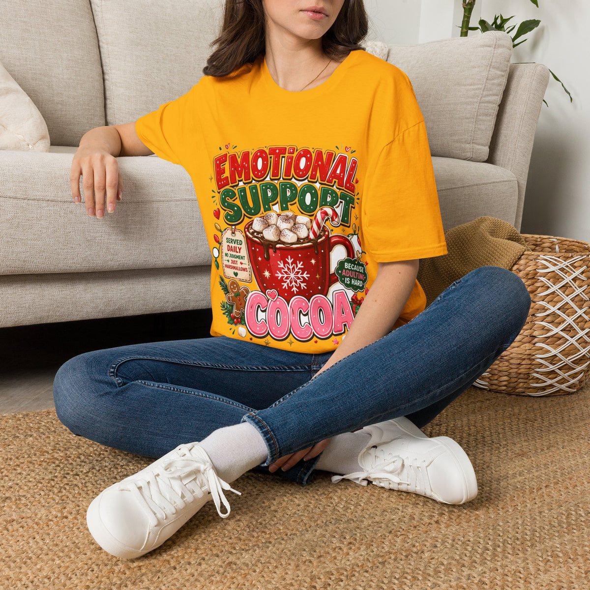 Emotional Support Cocoa T-Shirt — Holiday Hot Chocolate Graphic Tee