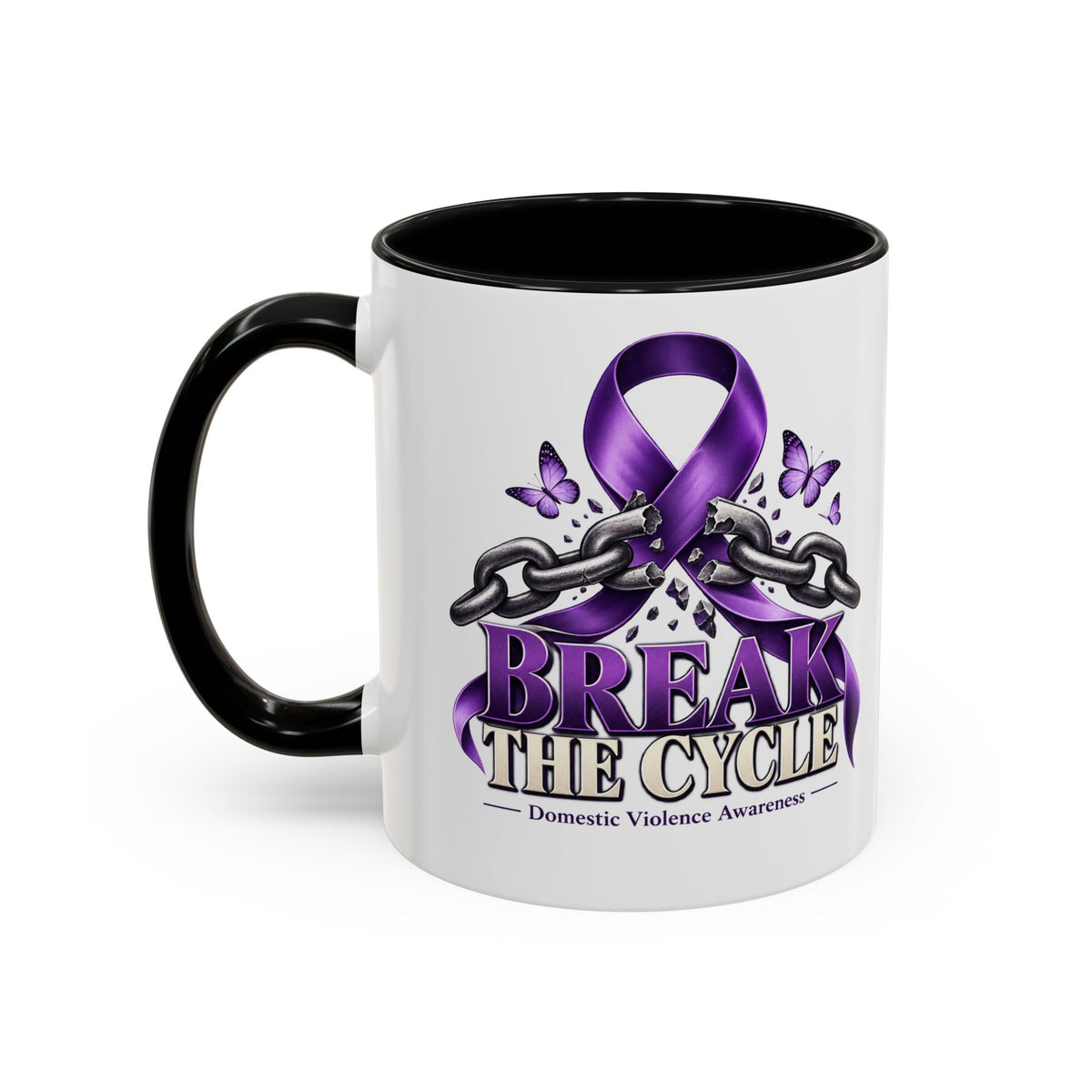Break the Cycle Coffee Mug – Domestic Violence Awareness Purple Ribbon (11/15oz)