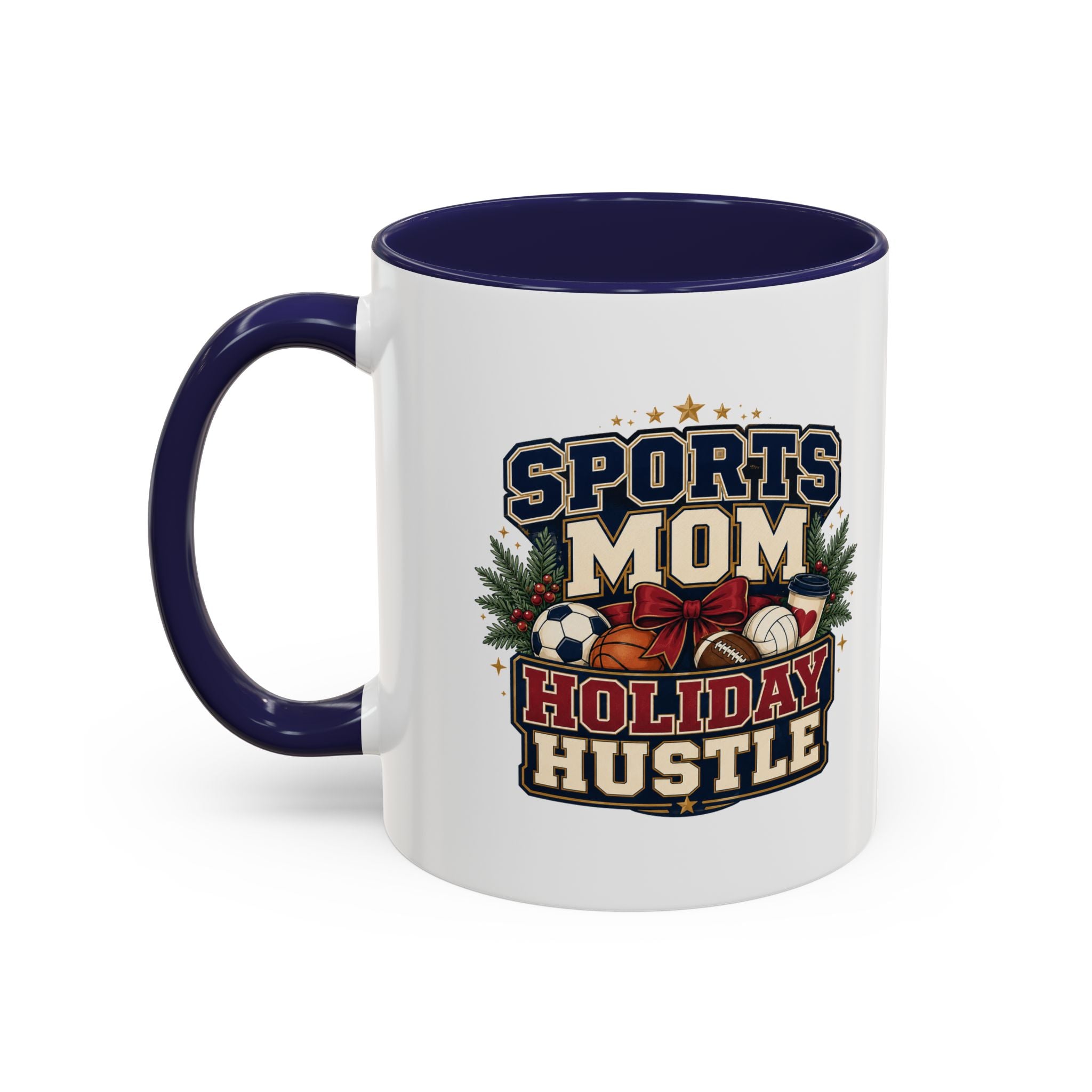 Modern Day Christmas Sports Mom Holiday Hustle Accent Coffee Mug – Christmas Sports Mom Gift
