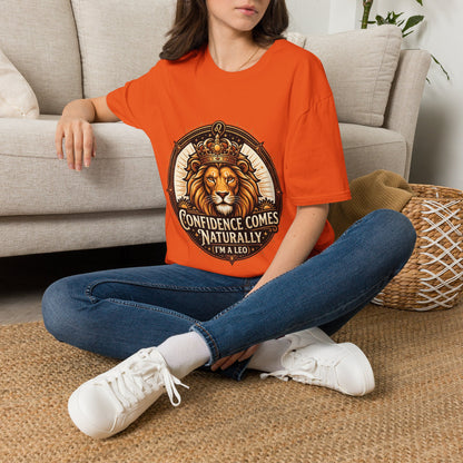 Leo Zodiac Lion T-Shirt — "Confidence Comes Naturally, I'm a Leo" Astrology Tee