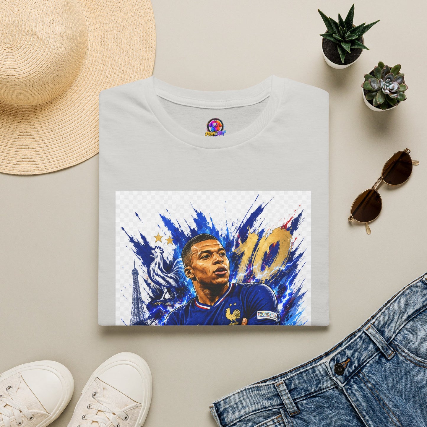 France Mbappé Soccer T-Shirt — #10 Blue Action Portrait Tee
