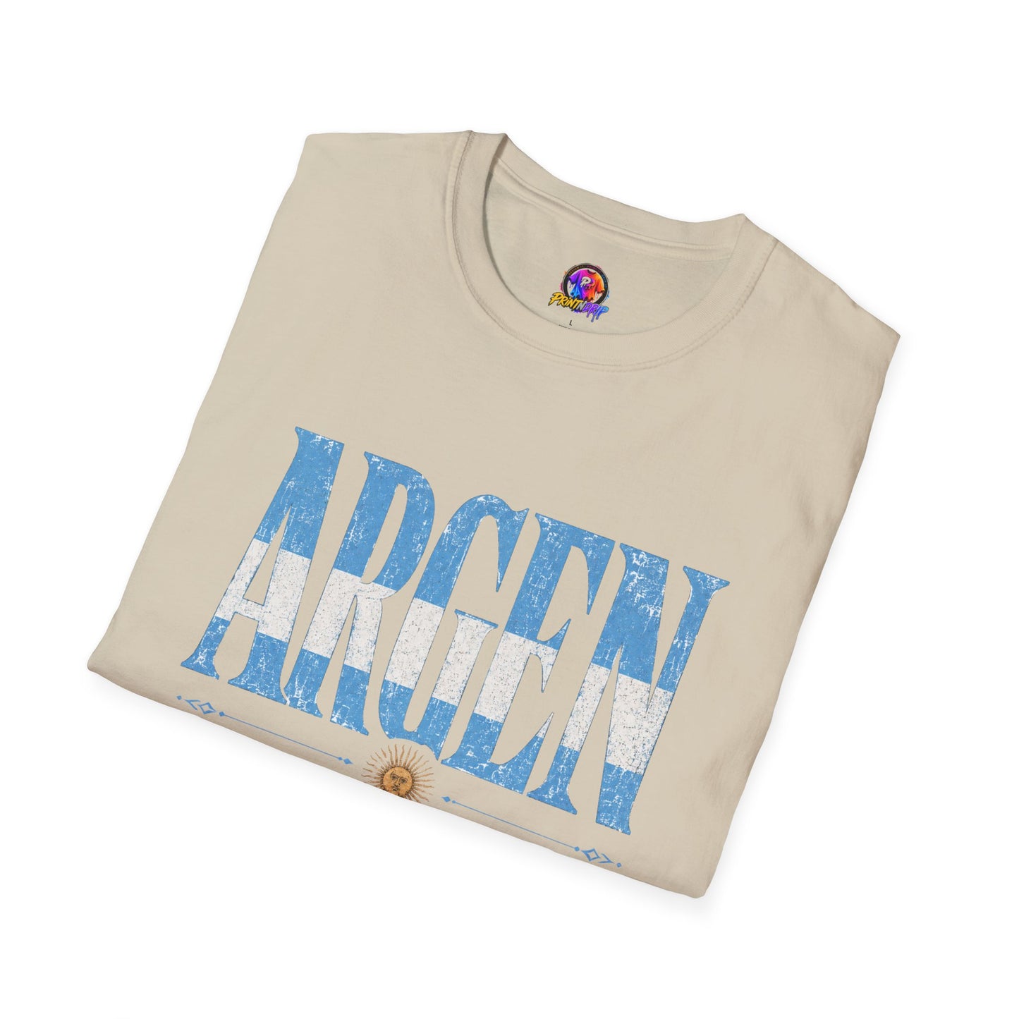 Argentina Flag Graphic T‑Shirt — Vintage Blue Distressed Typography