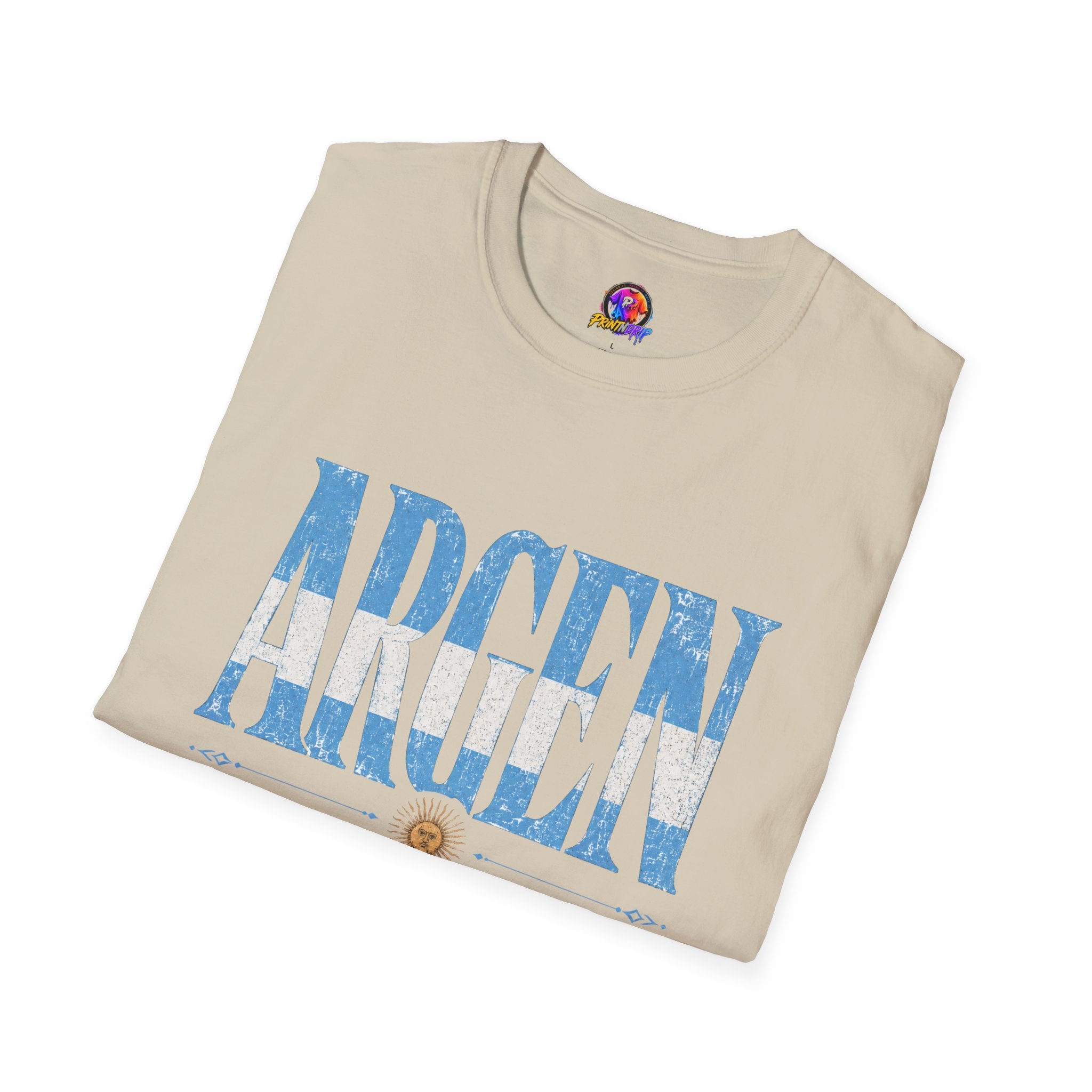Argentina Flag Graphic T‑Shirt — Vintage Blue Distressed Typography