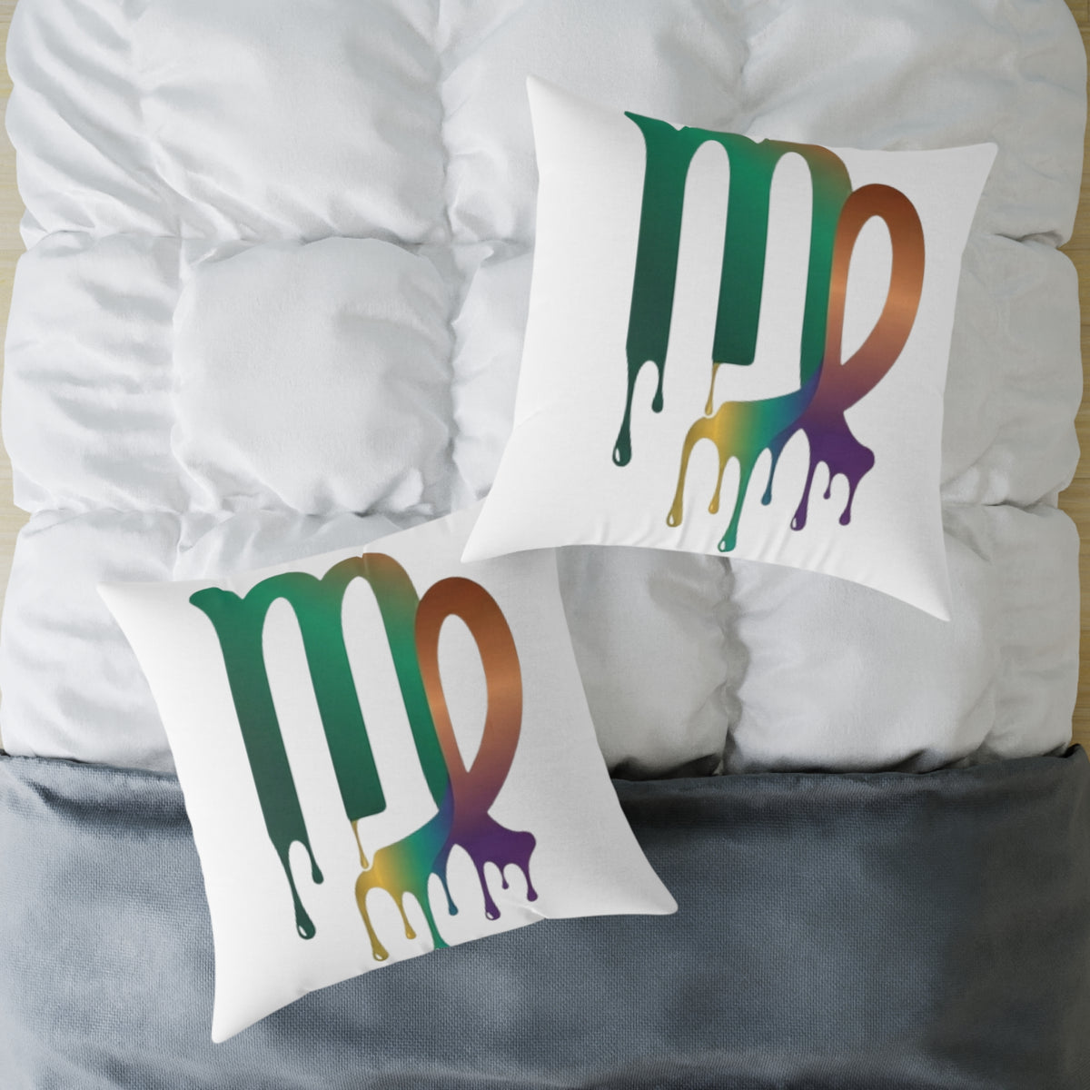 Dripping Virgo Zodiac Square Poly Canvas Pillow