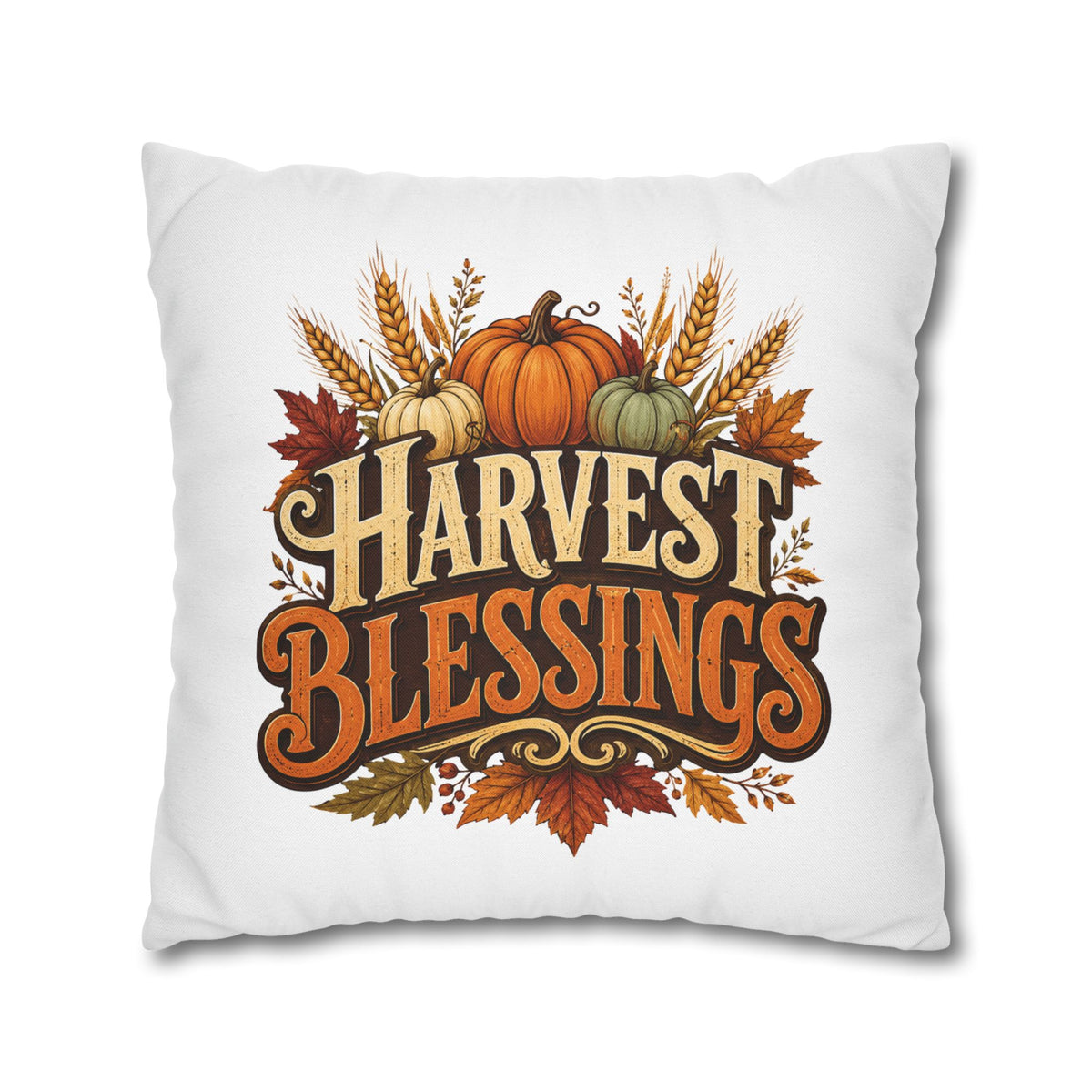 Thanksgiving Harvest Blessings Throw Pillowcase — Autumn Pumpkin Fall Decor
