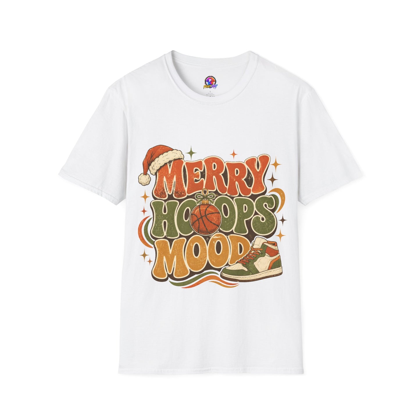 Merry Hoops Mood T-Shirt — Retro Holiday Basketball Christmas Tee