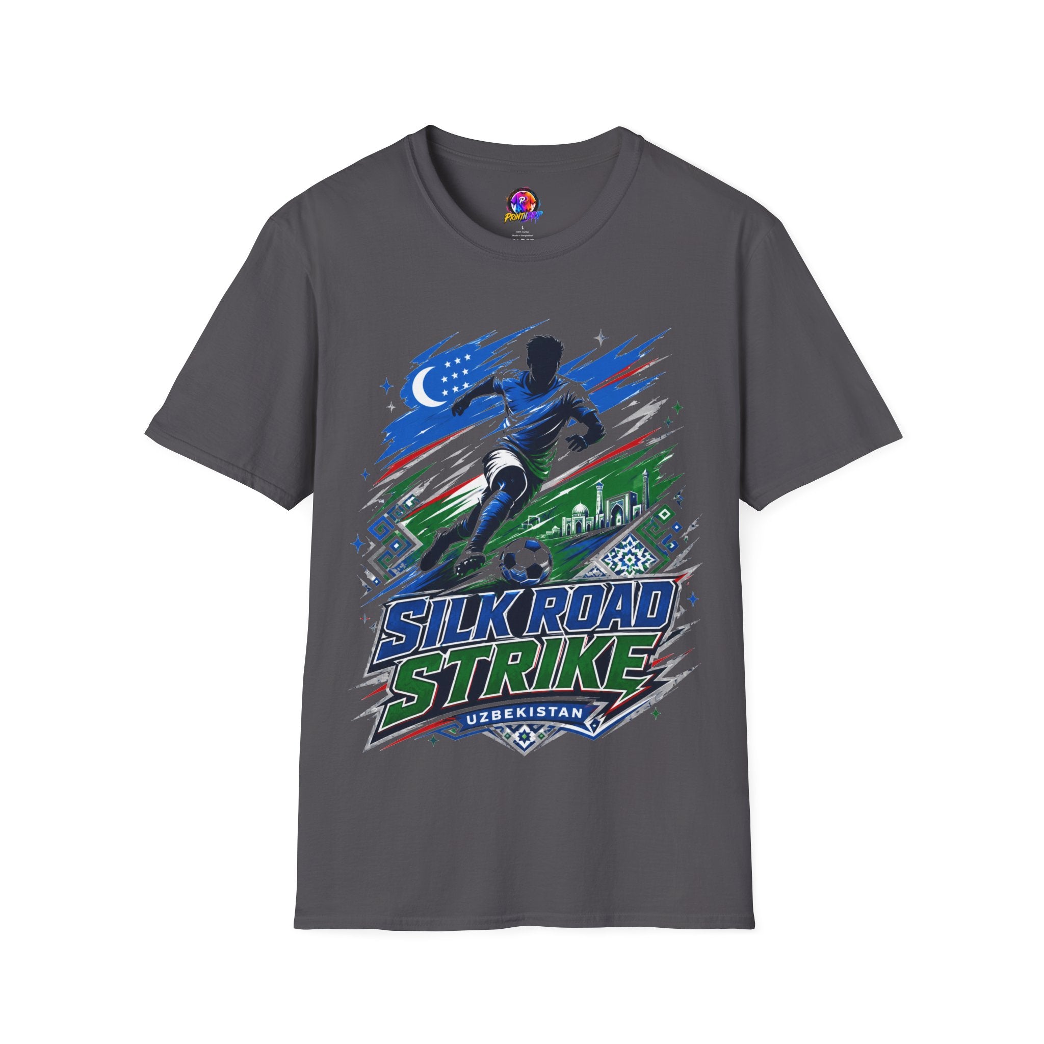 Silk Road Strike Soccer T-Shirt — Uzbekistan Football Graphic Tee