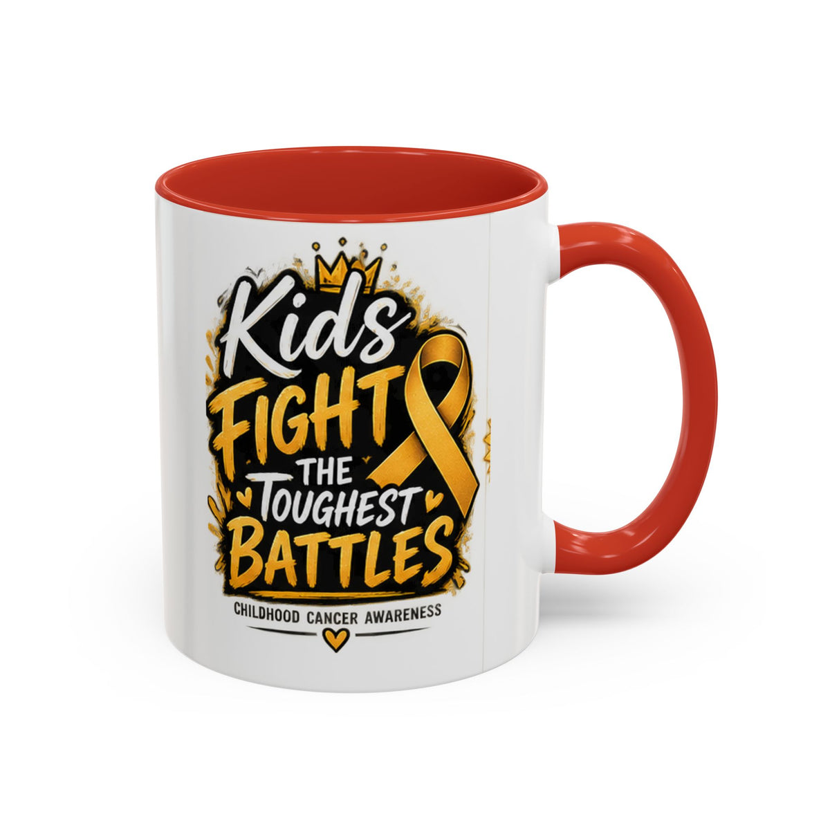 Kids Fight The Toughest Battles Accent Coffee Mug — Childhood Cancer Awareness 11/15oz