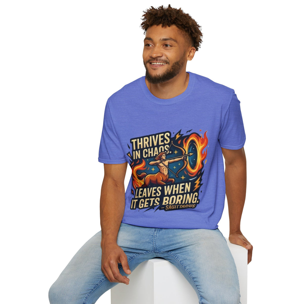 Sagittarius Archer T‑Shirt — "Thrives in Chaos" Zodiac Fire Sign Tee