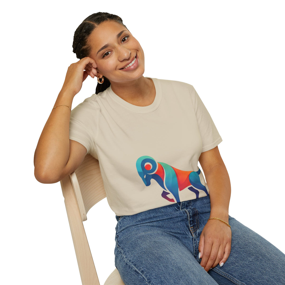Aries Zodiac  Colorful Ram T-Shirt — Abstract Multicolor Aries Graphic Tee