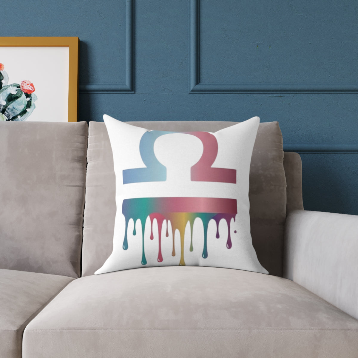 Libra Zodiac Dripping Astrological Square Poly Canvas Pillow