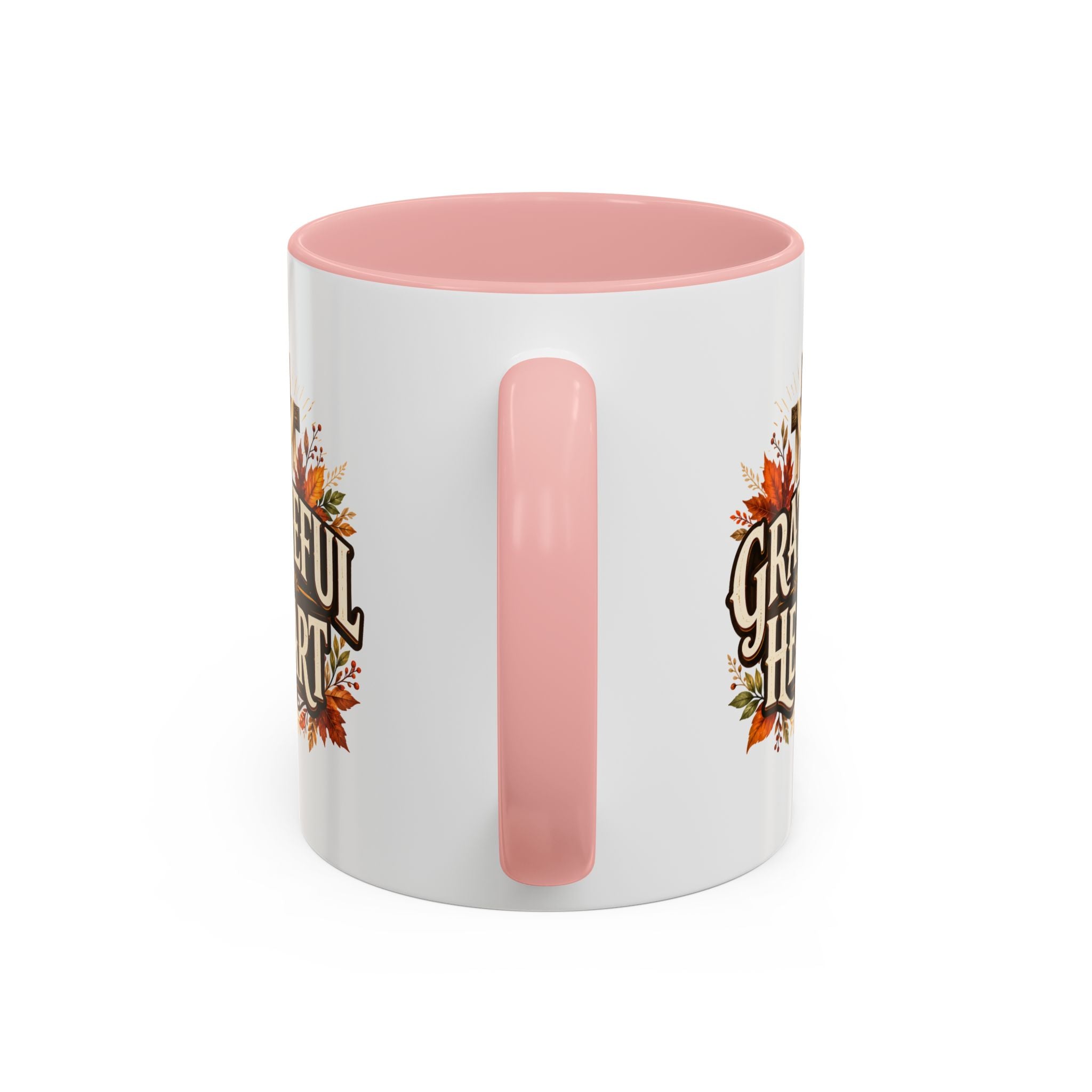 Thanksgiving Mug Grateful Heart Accent Coffee Mug – Autumn Leaves & Cross Spiritual Thanksgiving Gift