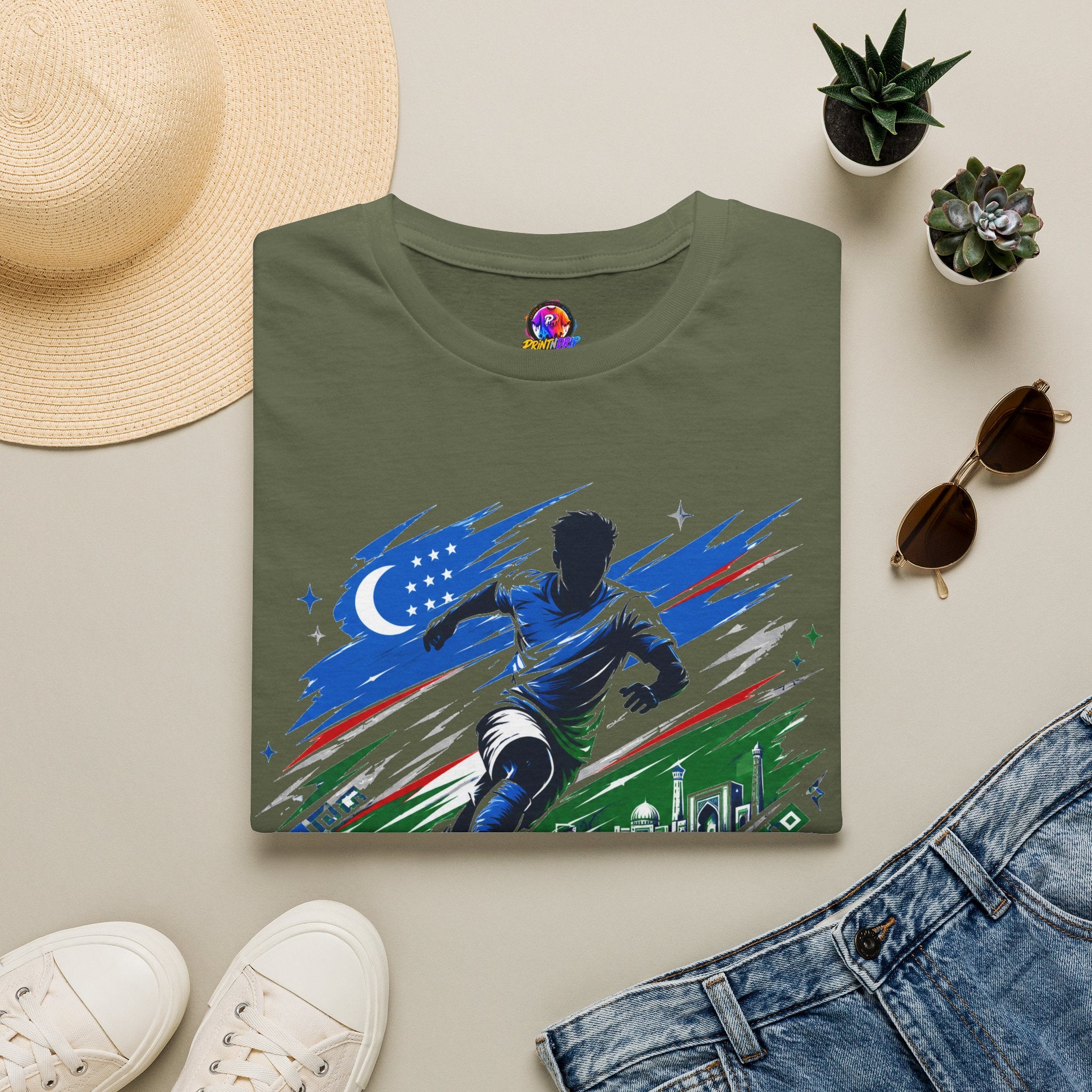 Silk Road Strike Soccer T-Shirt — Uzbekistan Football Graphic Tee