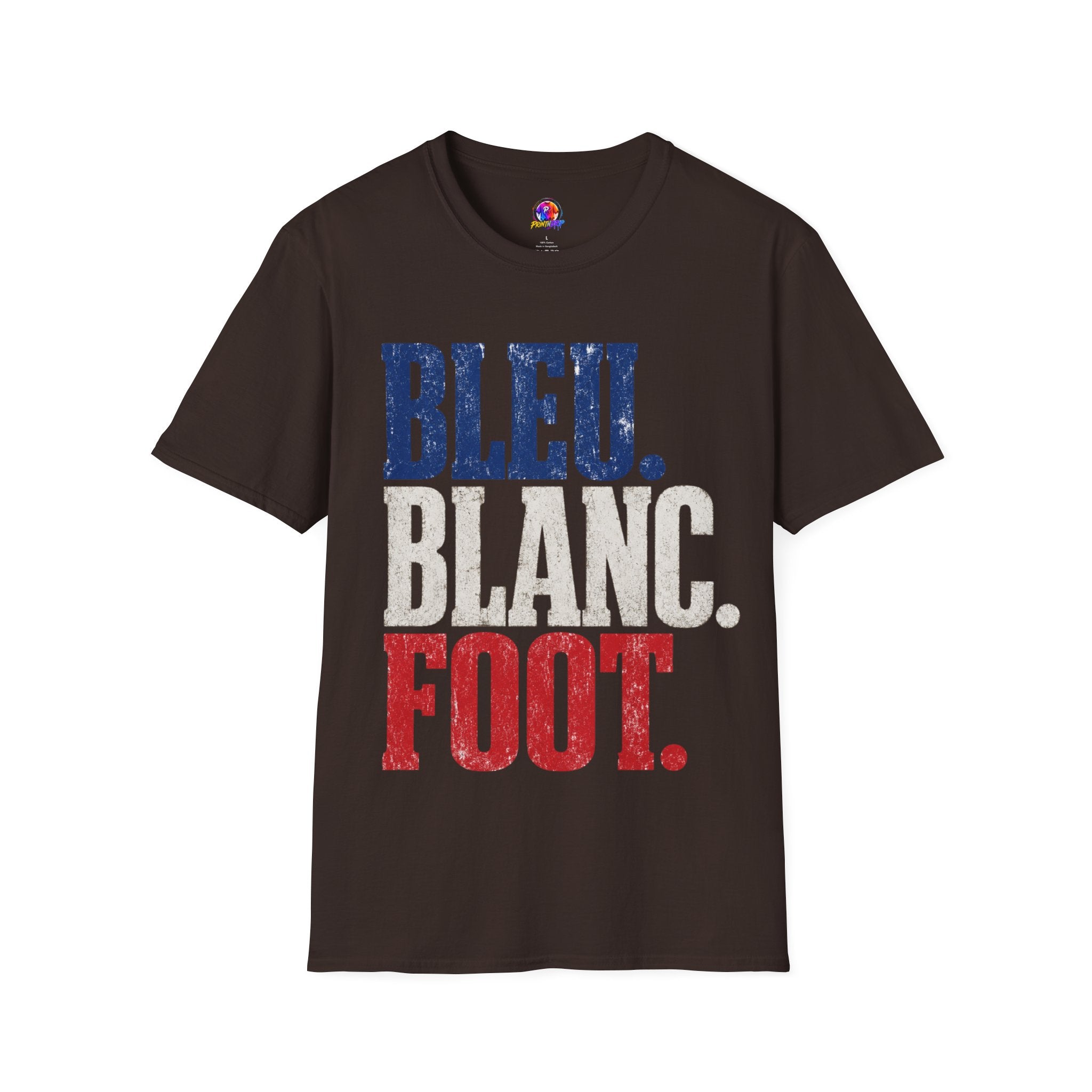 France T-Shirt — Bleu Blanc Foot Vintage French Flag Soccer Graphic Tee