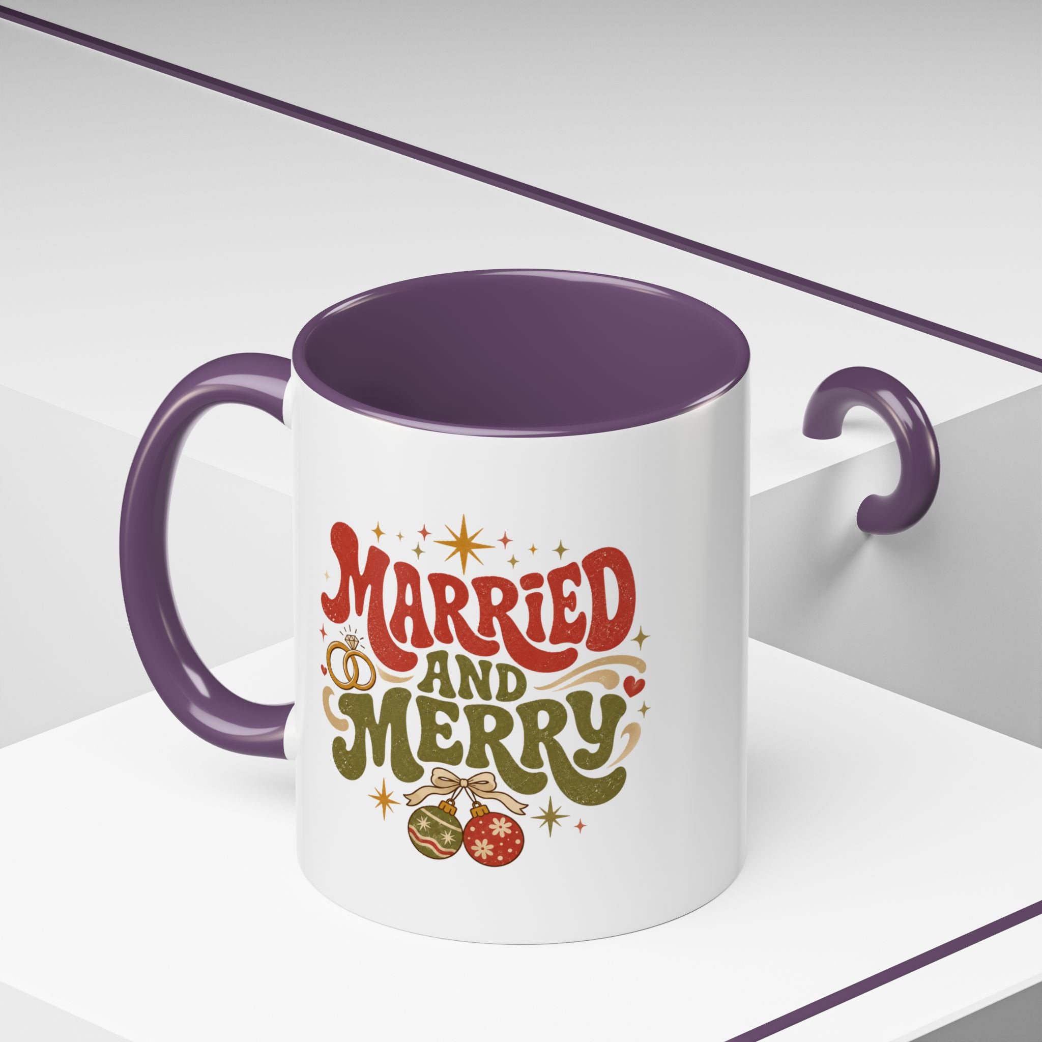 Christmas Married and Merry Christmas Coffee Mug — Holiday Accent Mug
