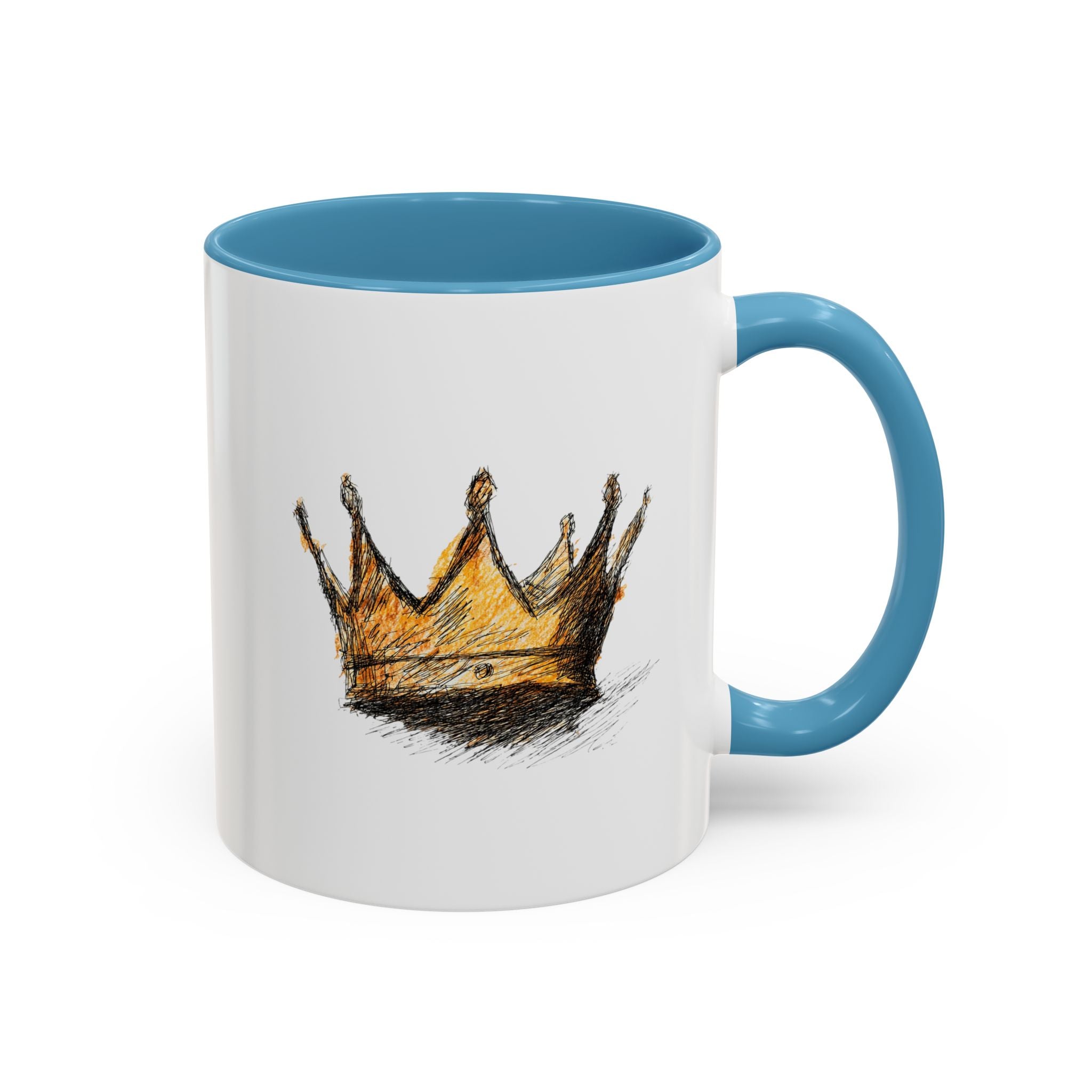 Royal Crown Accent Coffee Mug — Hand-Sketched Gold Crown Design