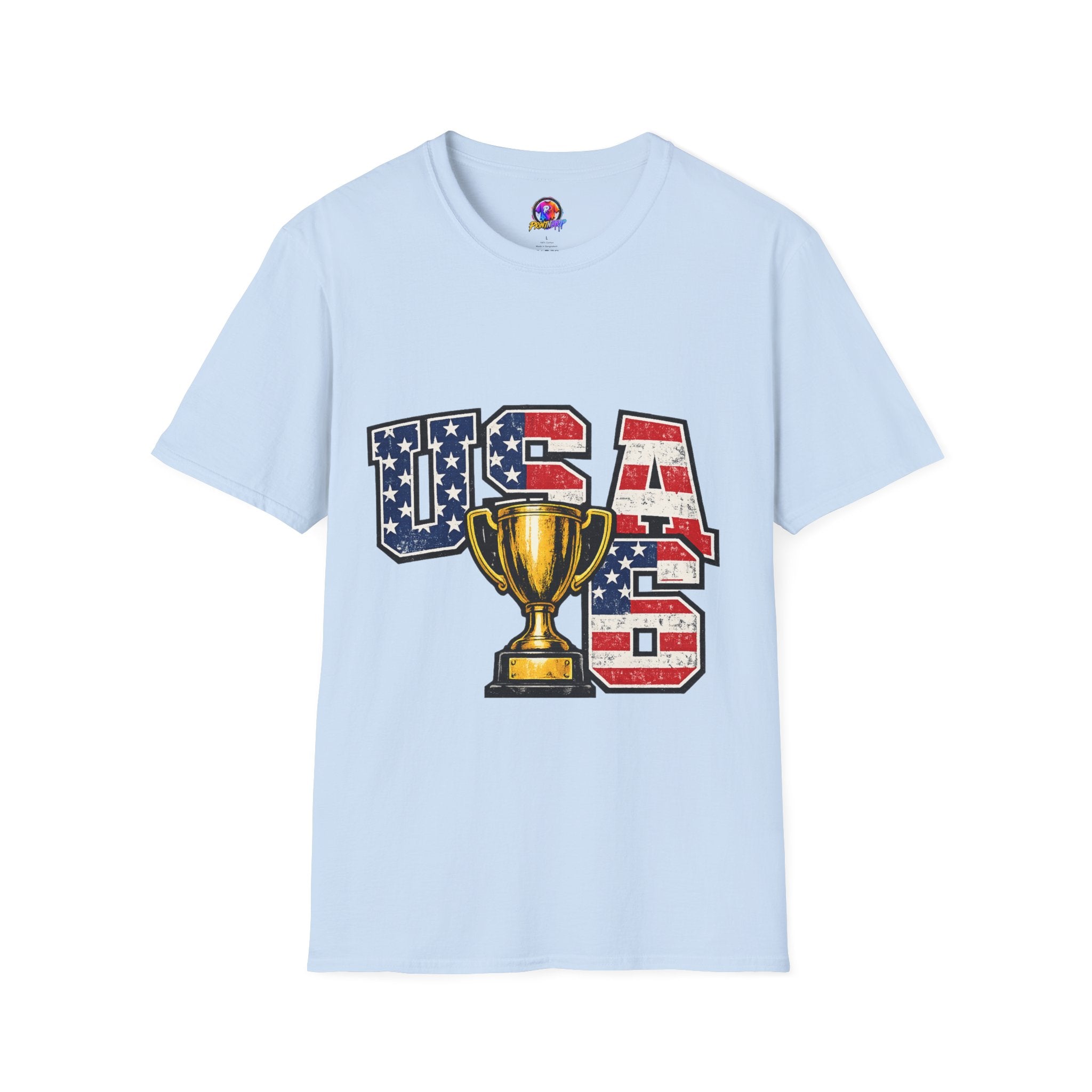 USA Trophy T-Shirt — Patriotic American Flag Graphic Tee