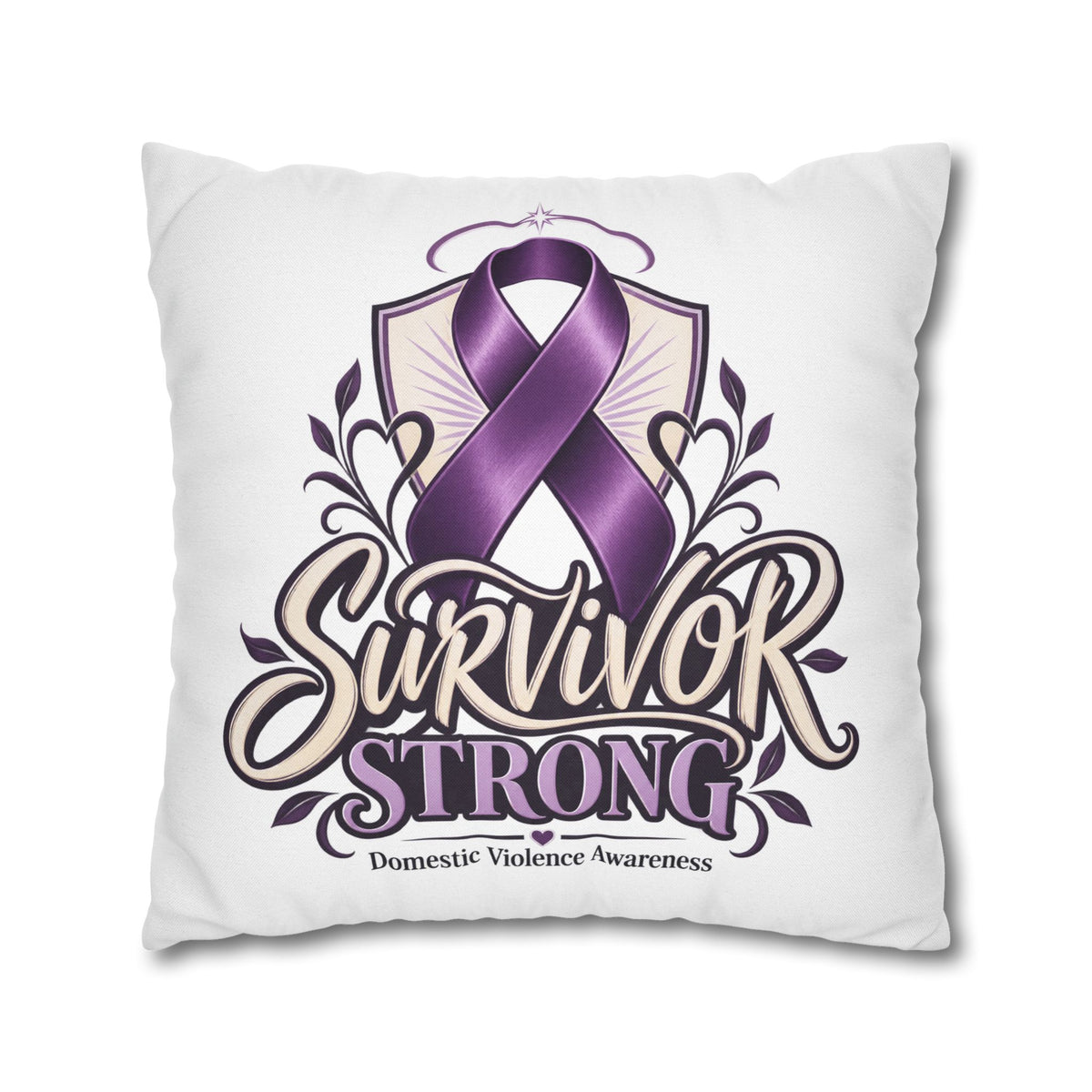Survivor Strong Domestic Violence Awareness Square Pillowcase