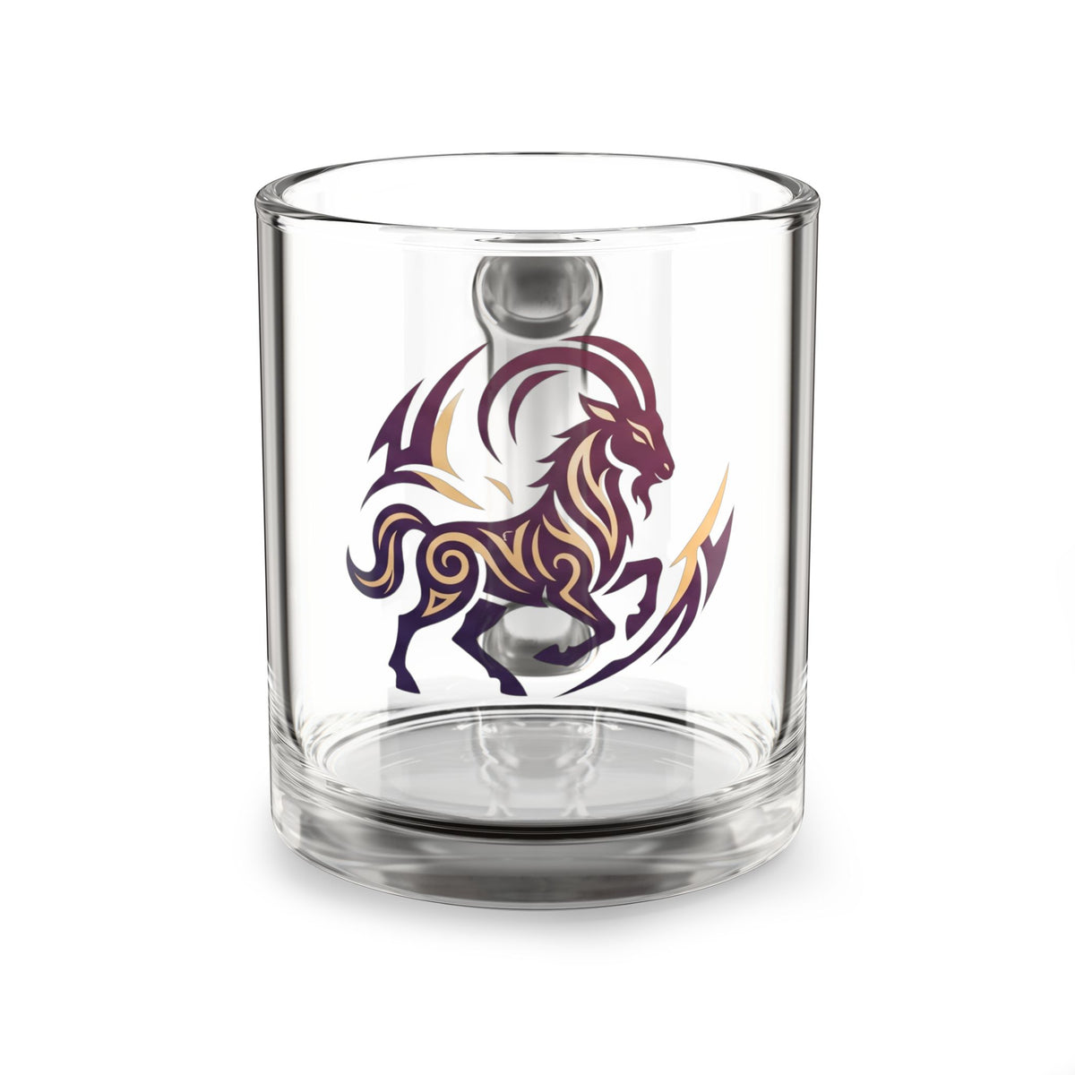 Capricorn Zodiac Glass Mug — 10oz Astrological Coffee Cup with Stylized Goat Design