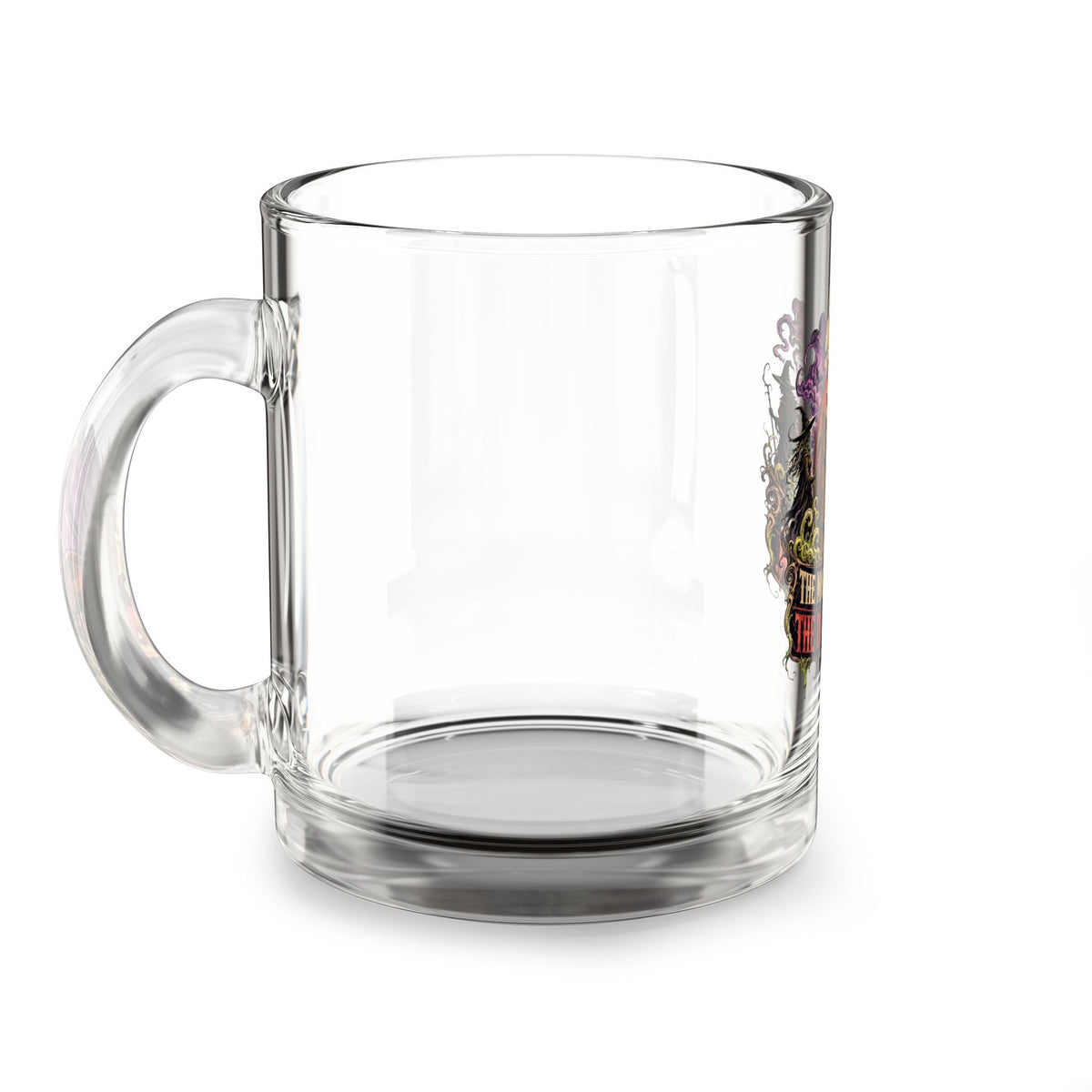Halloween Glass Mug 10 oz  Glass Mug — Halloween Pumpkin Door Illustration, "The Moon Is Full, The Door Is Open" 10oz