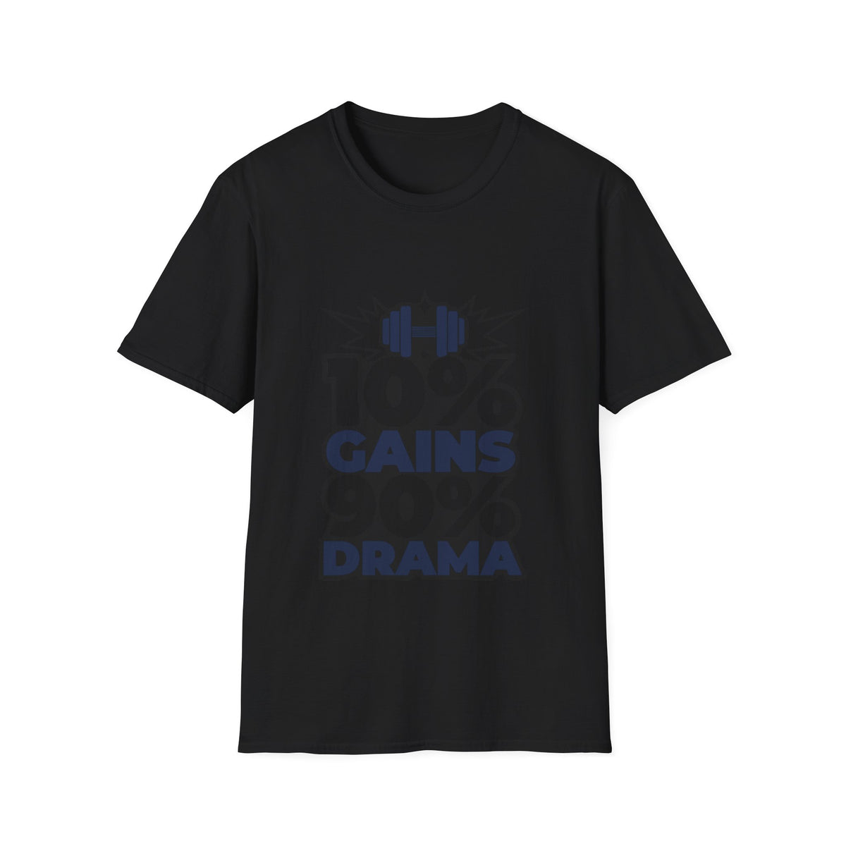 10% Gains 90% Drama Blue Kettlebell T-Shirt - Y2K Stacked Font Gym Tee - Trending Now - September 2026