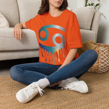 Cancer Zodiac T‑Shirt — Dripping Gradient Astrology Tee (Cancer Symbol)