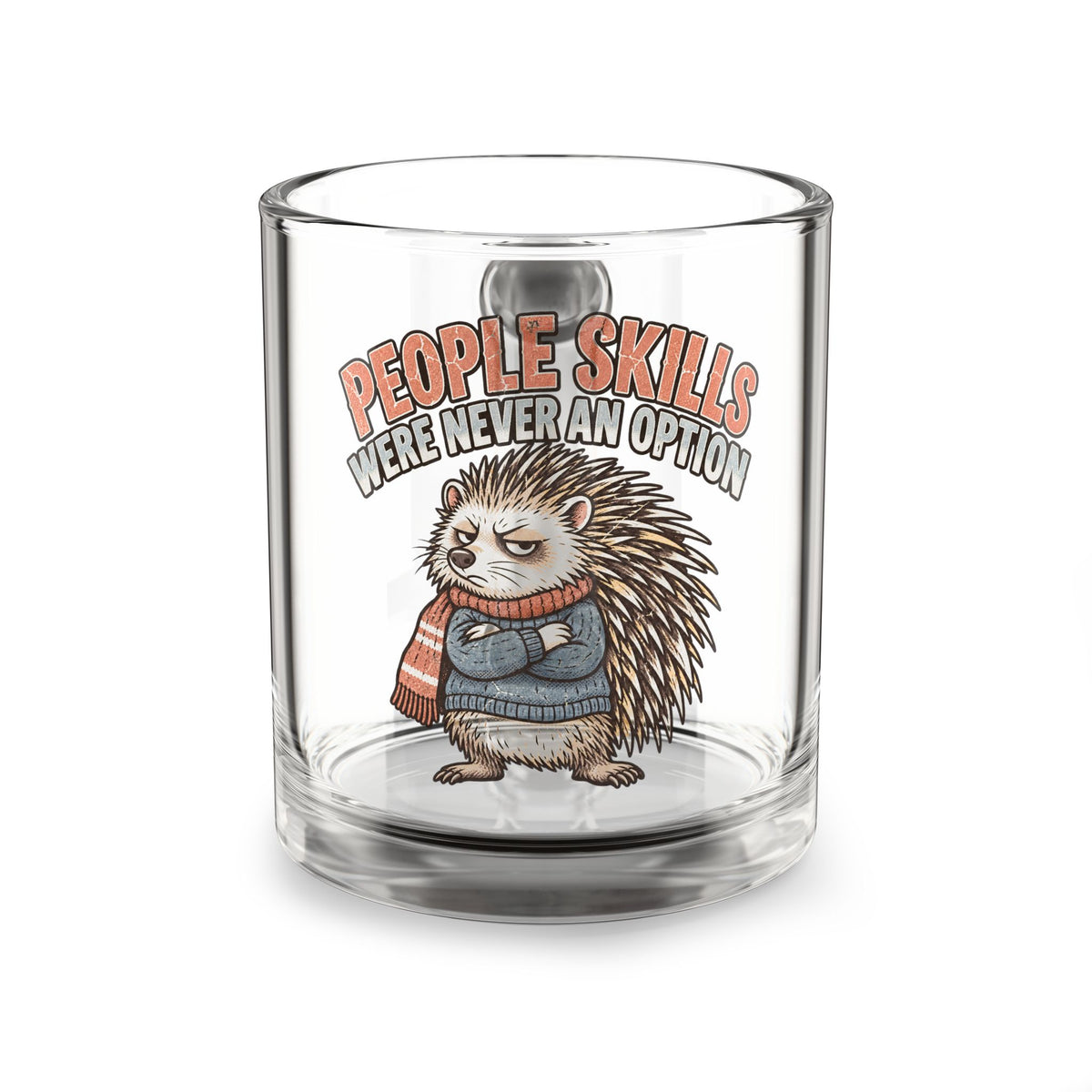 Glass Mug — Funny 'People Skills Were Never An Option' Cute Grumpy Porcupine Coffee Cup