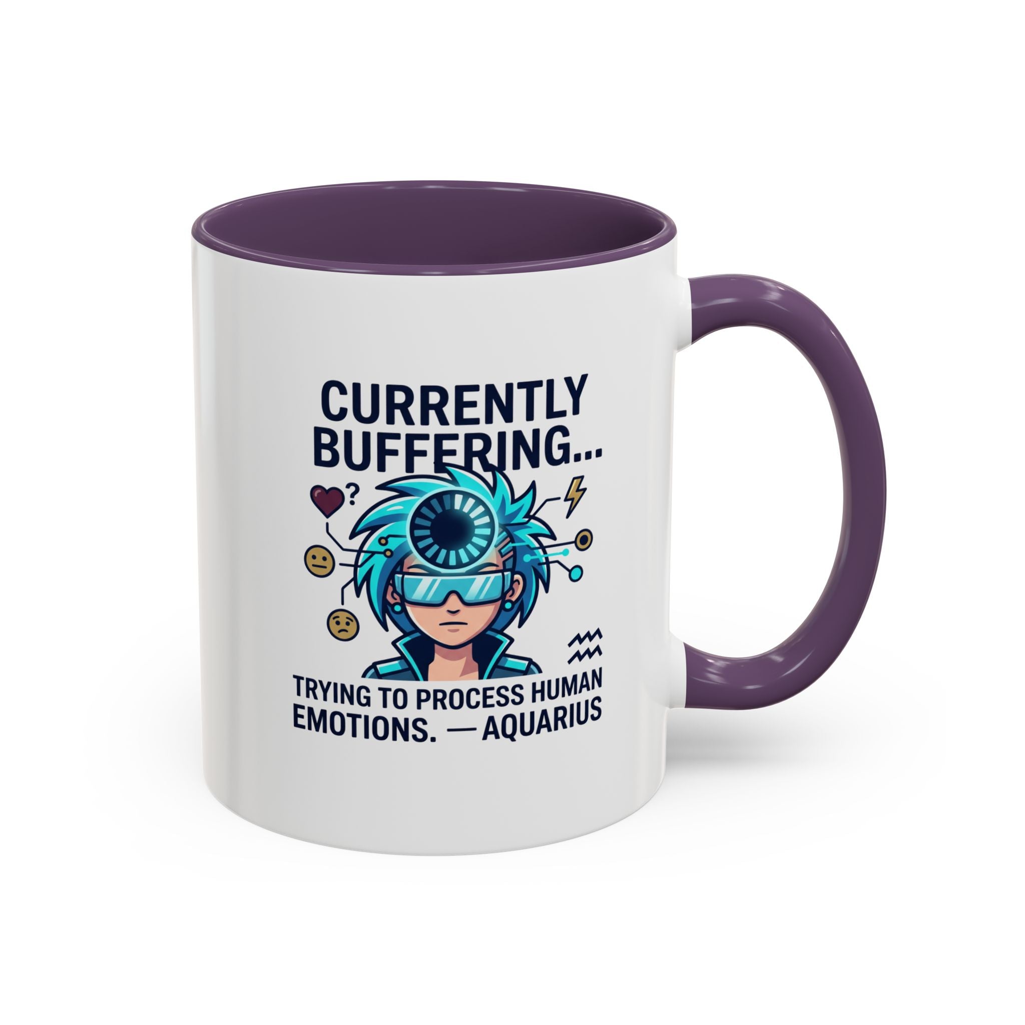 Aquarius Coffee Mug — "Currently Buffering... Trying to Process Human Emotions" Accent Ceramic Mug