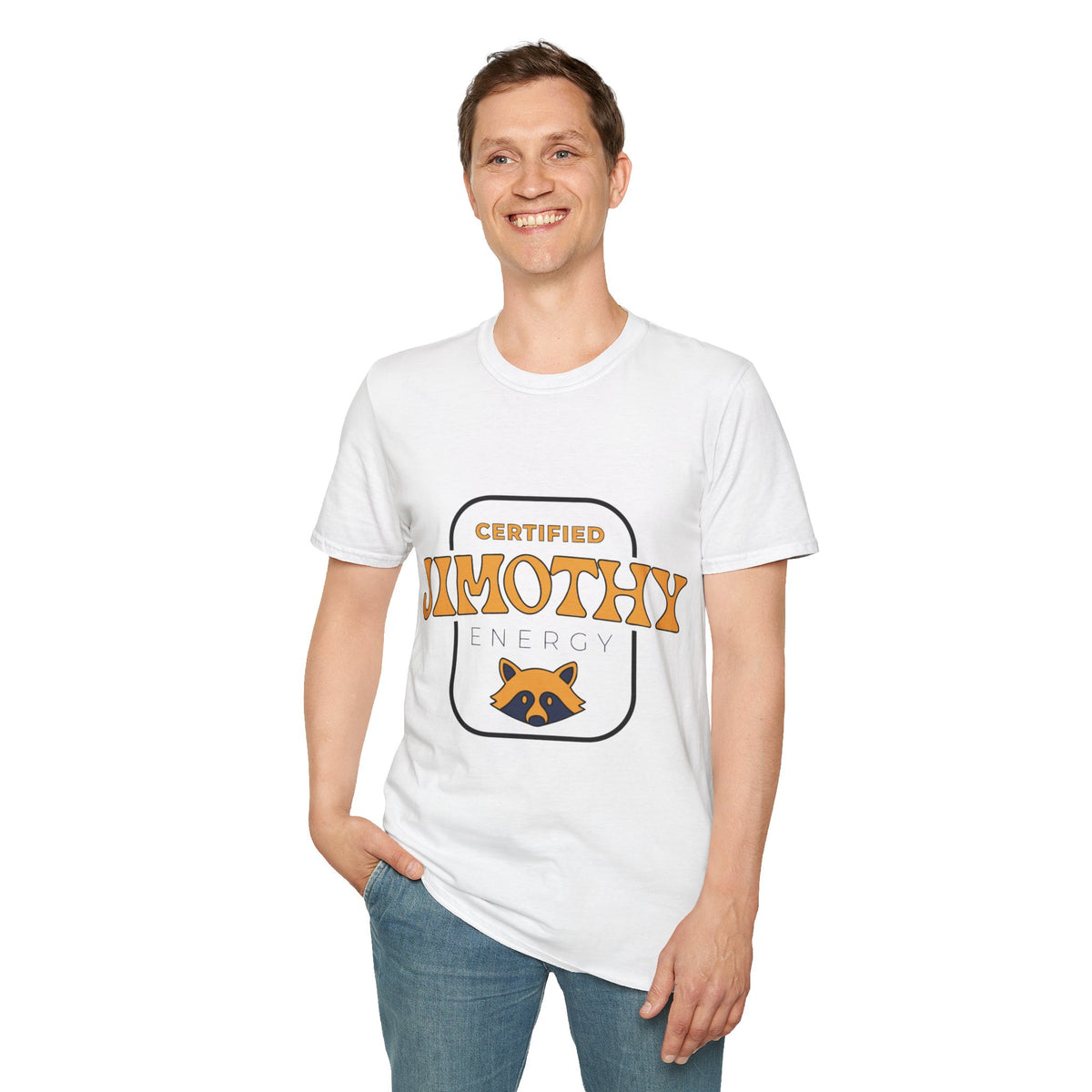 "Certified Jimothy Energy" Raccoon Emblem Graphic Tee - Trending Now - September 2026