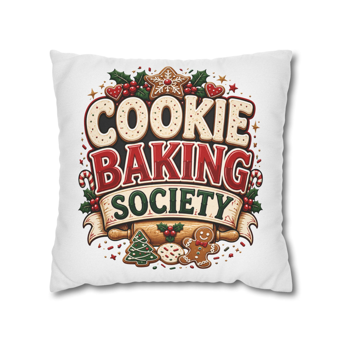 Christmas Cookie Baking Squad Pillowcase — Holiday Decorative Throw Pillow Cover