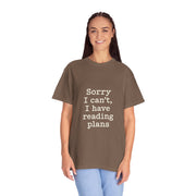 Reading Plans T-Shirt — "Sorry I Can't, I Have Reading Plans" Book Lover Tee - Trending Now - October 2026