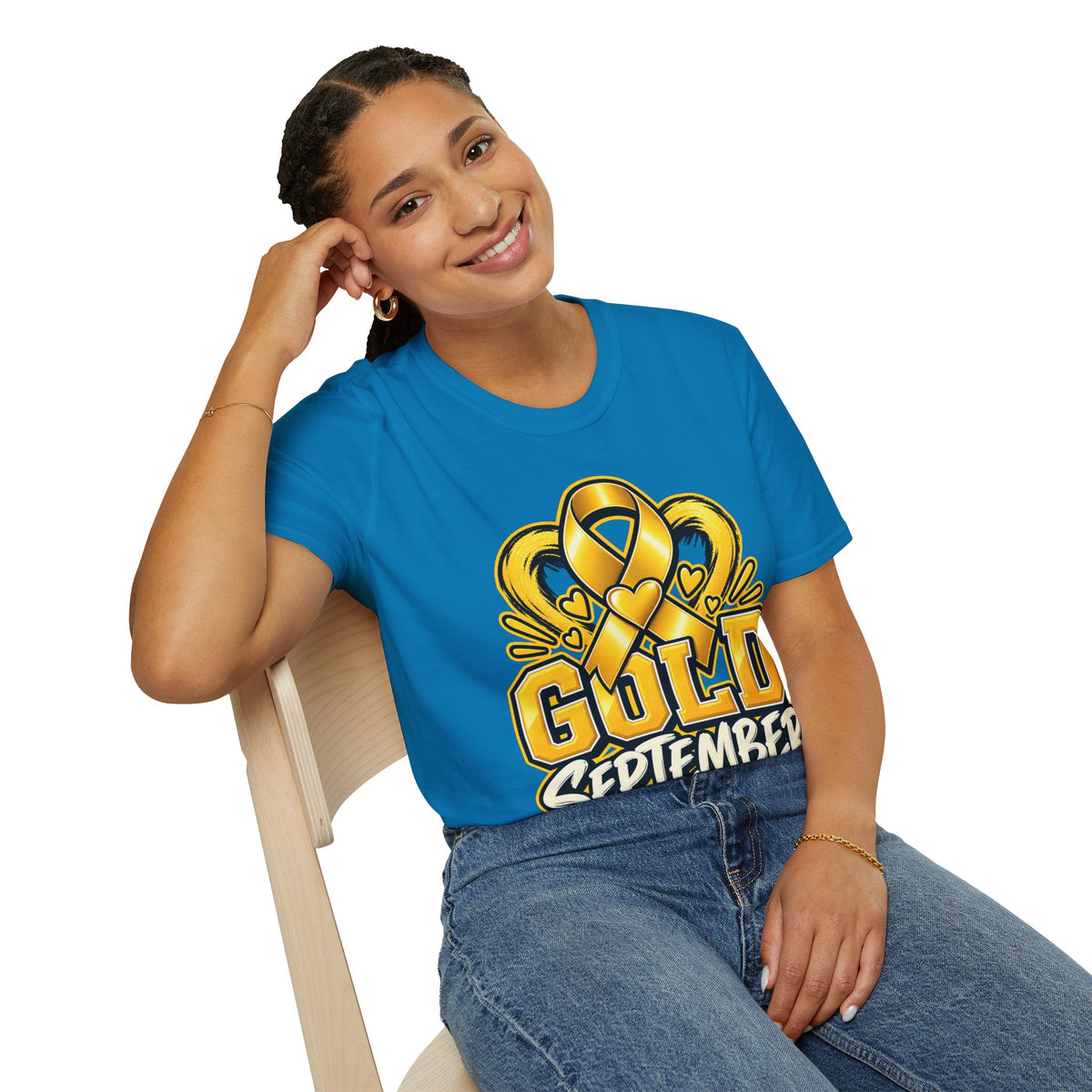 Gold September T-Shirt — Childhood Cancer Awareness Ribbon Tee