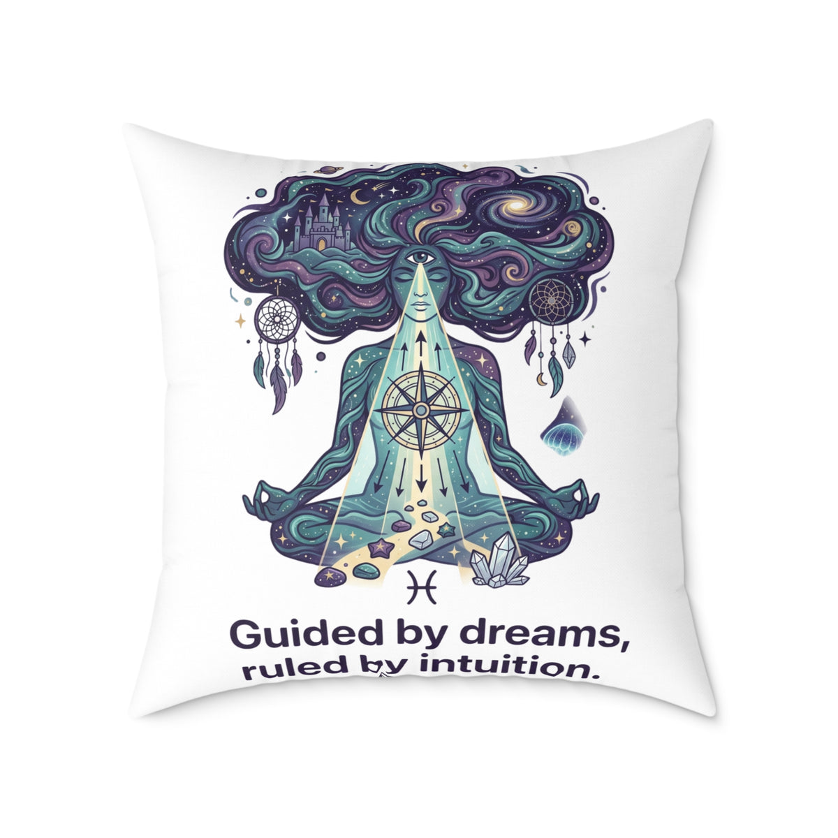 Pisces Zodiac Guided By Dreams Square Poly Canvas Pillow