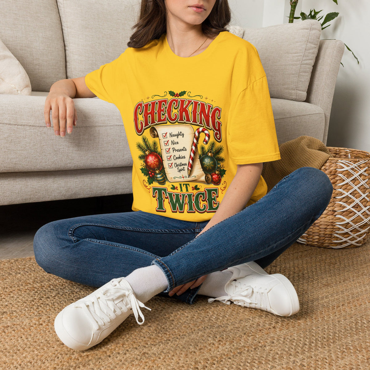 Checking It Twice Christmas T-Shirt — Naughty or Nice Holiday Tee