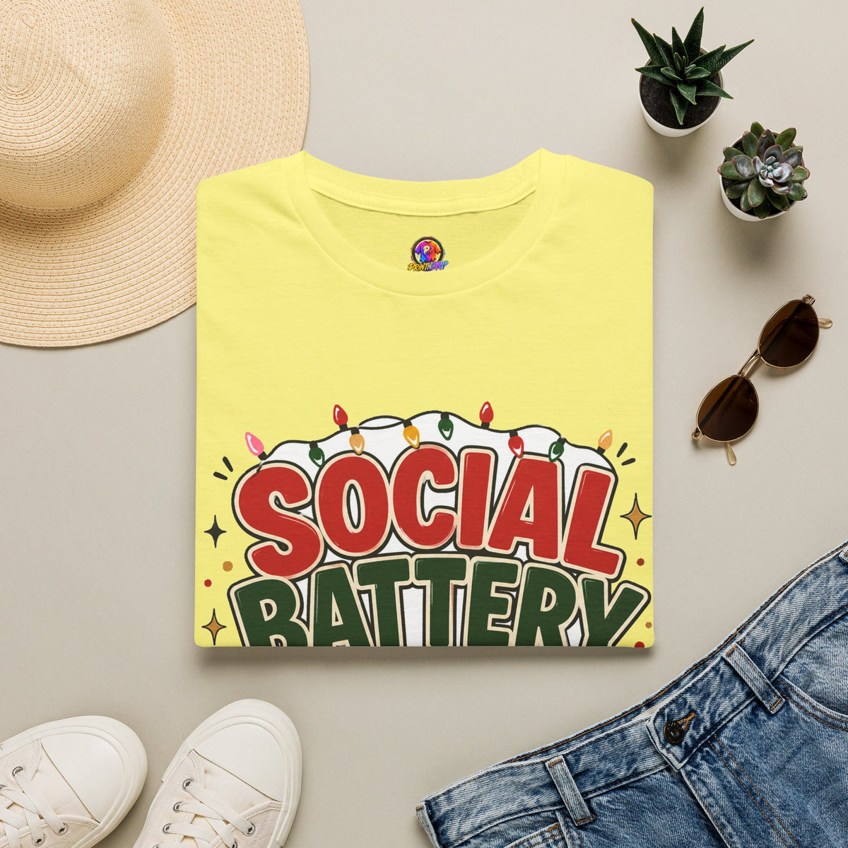 Social Battery Holiday T‑Shirt — Funny Christmas Recharge Graphic Tee