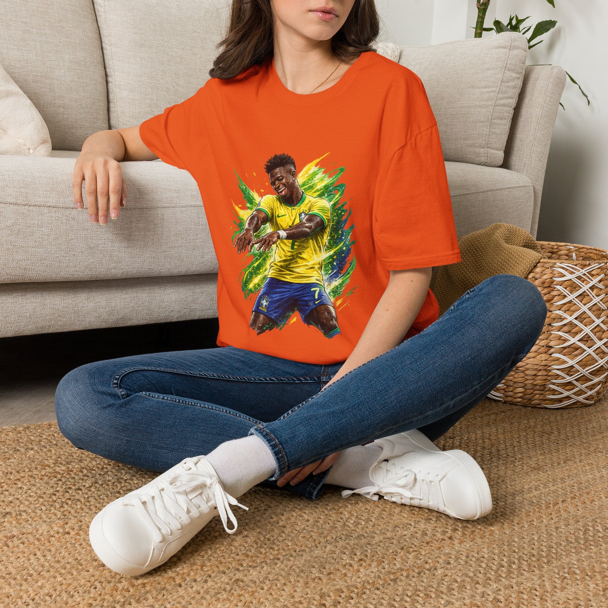 Brazil  Soccer Celebration T-Shirt — Brazilian Football Player Artwork