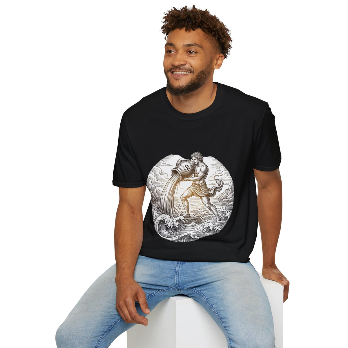 Aquarius Zodiac T-Shirt — Vintage Water Bearer Astrology Tee