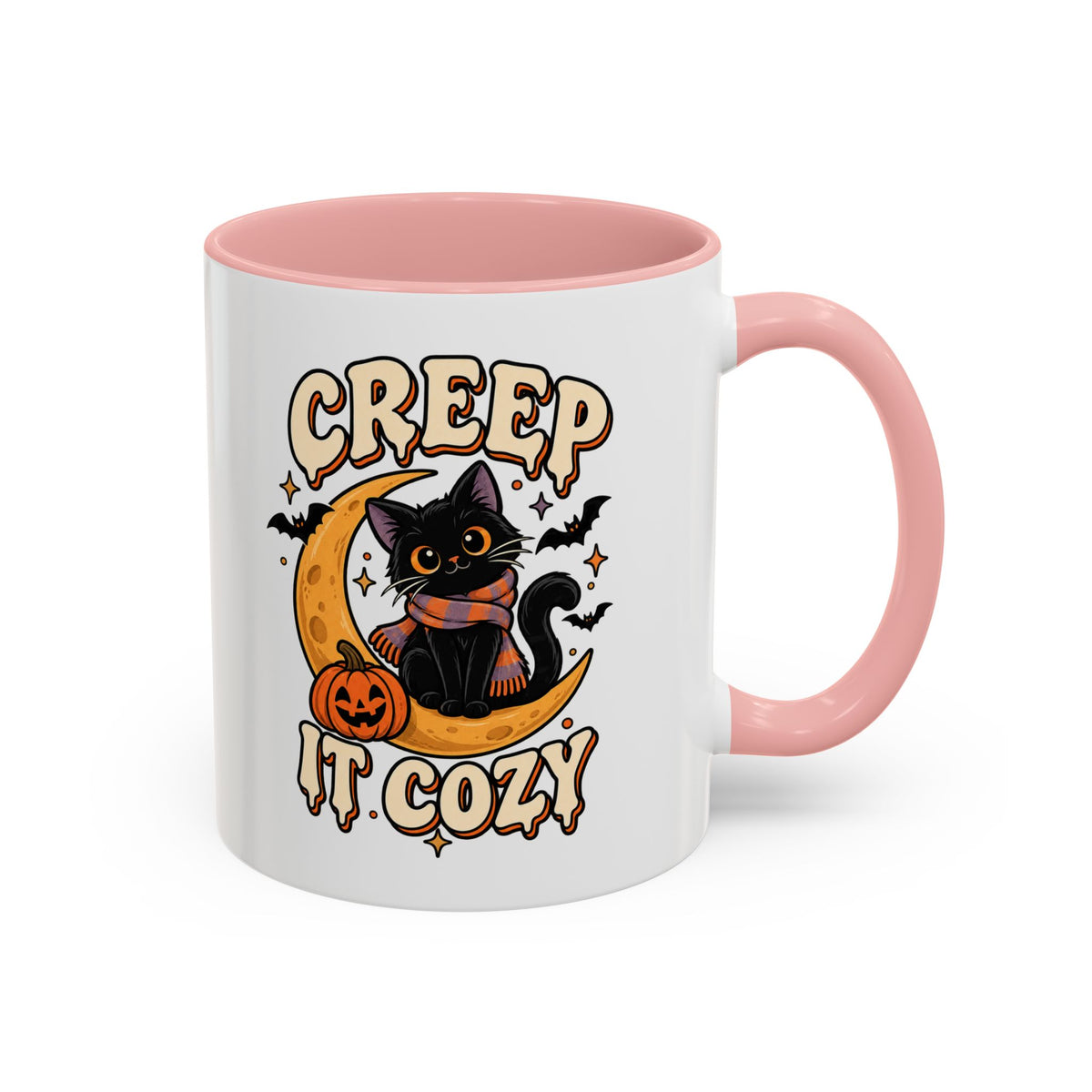 Creepy It Cozy Black Cat Halloween Accent Coffee Mug (11/15oz)