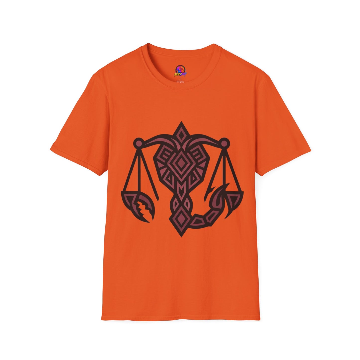 Libra Scales Graphic T‑Shirt — Tribal Zodiac Balance Design