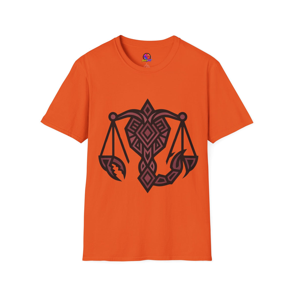 Libra Scales Graphic T‑Shirt — Tribal Zodiac Balance Design