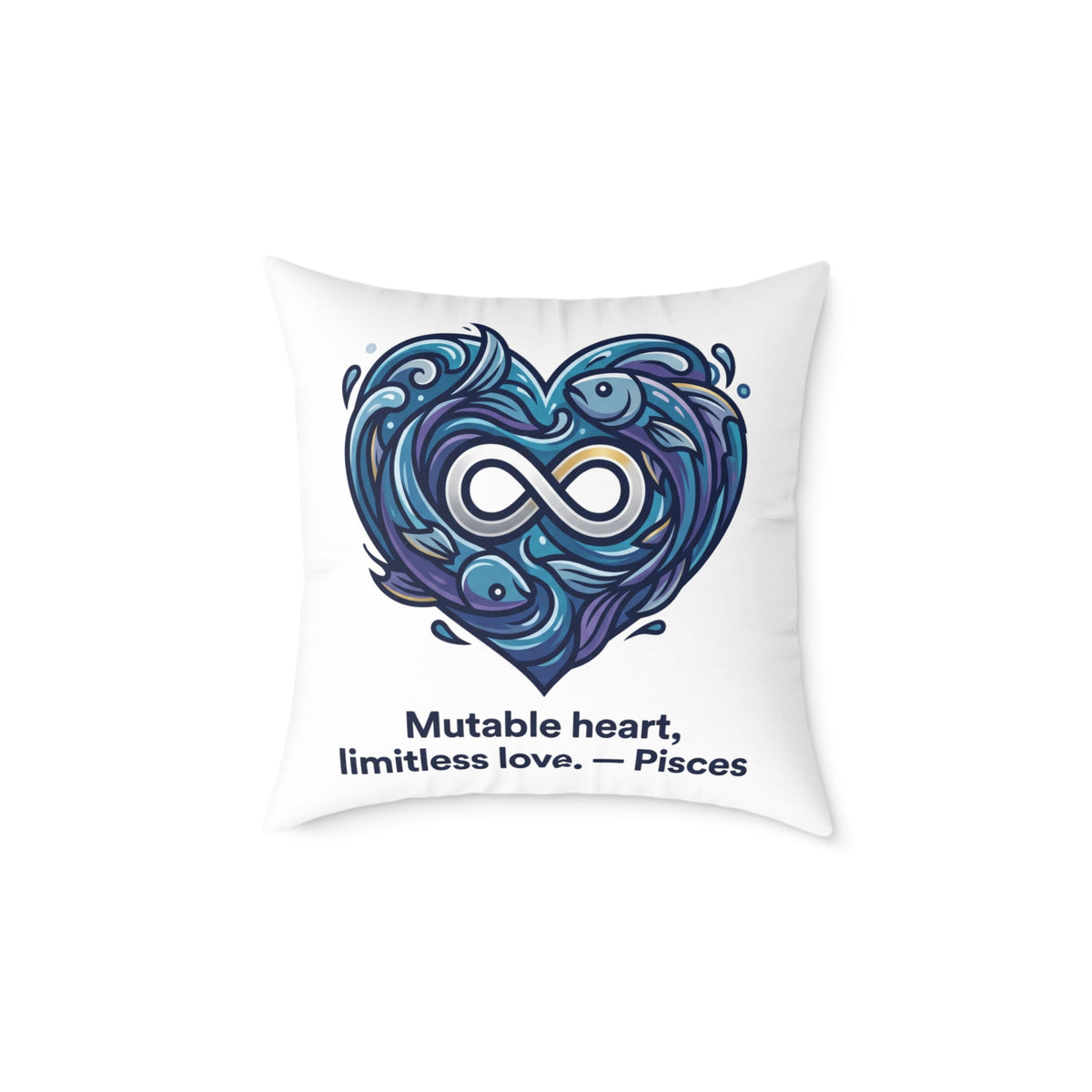 Pisces Zodiac Mutable Heart Limitless Love Square Poly Canvas Pillow